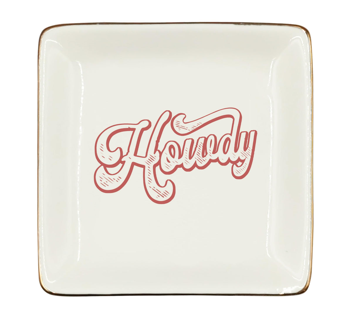 WODMIS Howdy Cowgirl Western Ceramic Jewelry Tray Dish, Red Cowgirls Jewelry Plate Dish, Preppy Howdy Sign Ceramic Ring Trinket Dish, Birthday Gift For Women Cowgirls Jewelry Trays