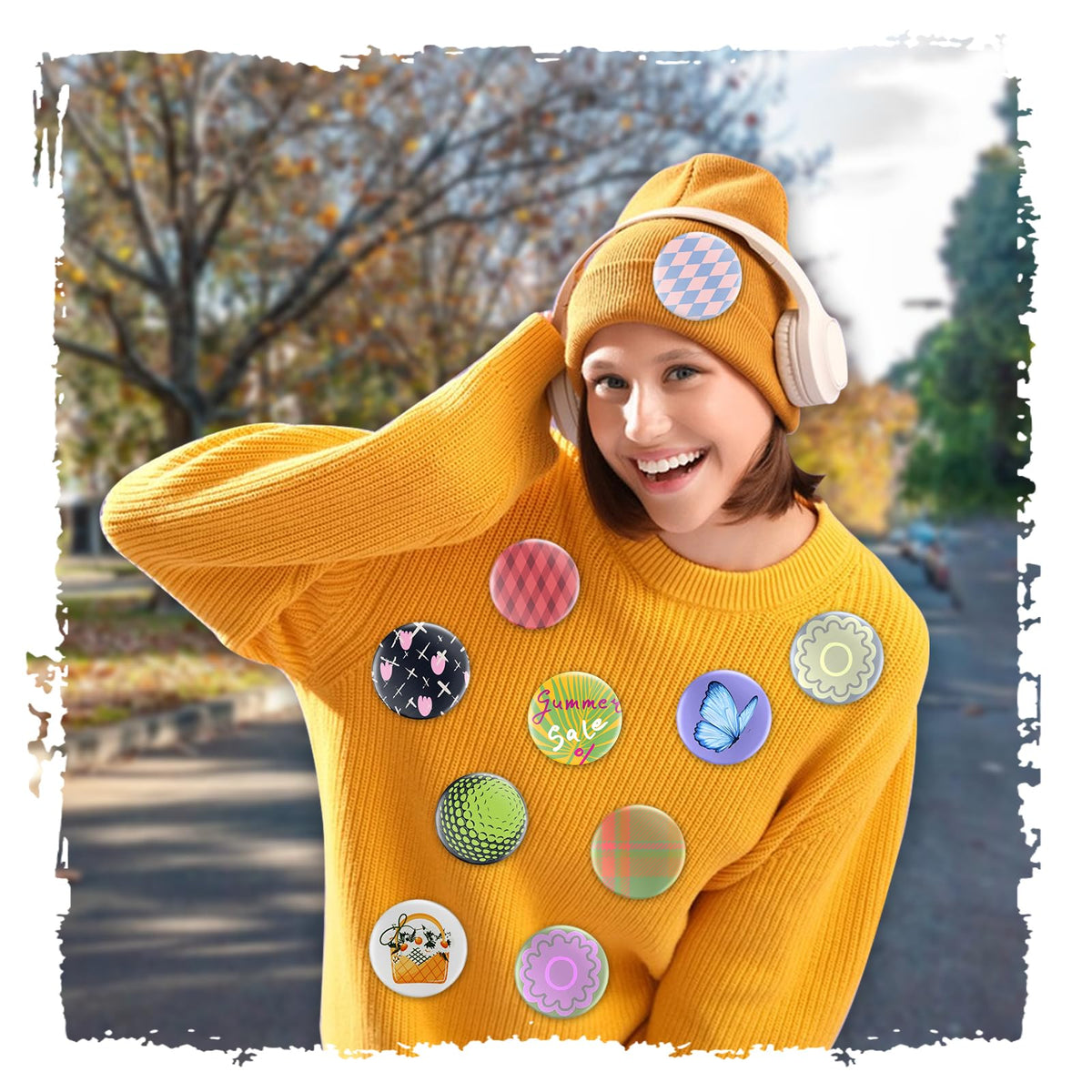 200 Sets 2.25 inch / 58mm Button Maker Supplies, Buttons Supplies for Custom Buttons & Badges, Metal Covers, Plastic Backs& Clear Film for Button Maker Machine, Badge Button Press