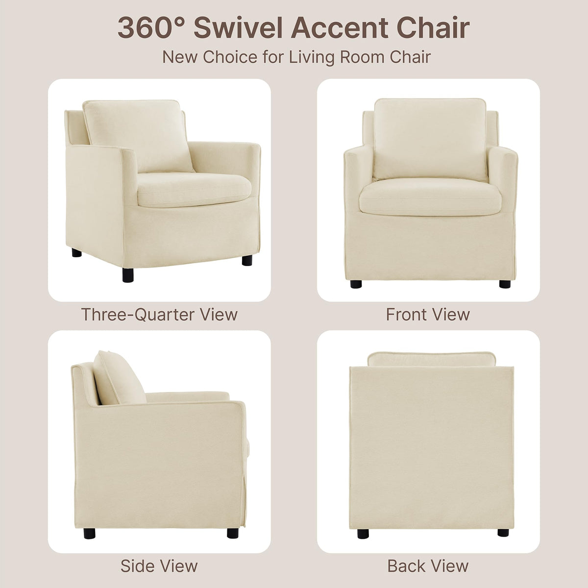 Upholstered Barrel Accent Chair, Modern Single Sofa with Washable Slipcover for Living Room, Bedroom,Reading Spaces,Office,Sand