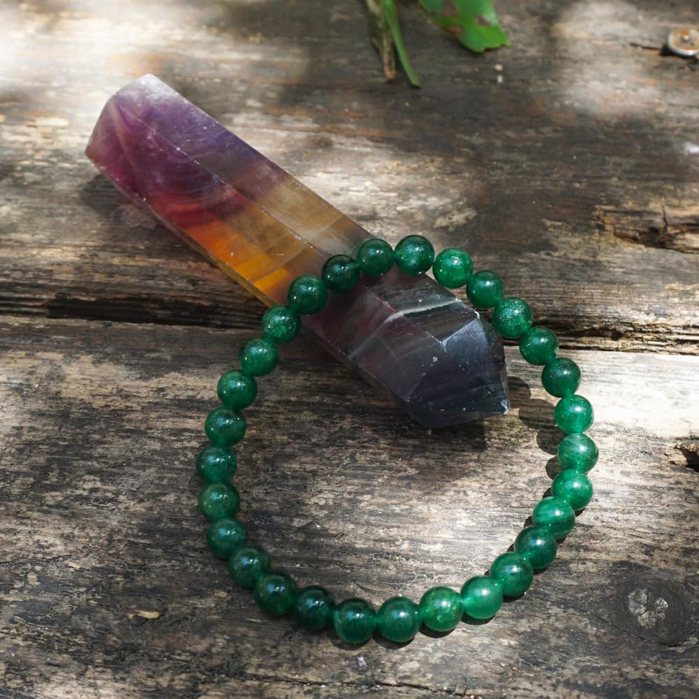 TaHLga 6mm Emerald Bracelet | Natural Green Heart Chakra Crystal Beads - Handmade Gemstone Meditation Bracelet for Abundance & Love & Luck | Beading Tool Kit - Fits for 6-7 inch Small Wrist Size