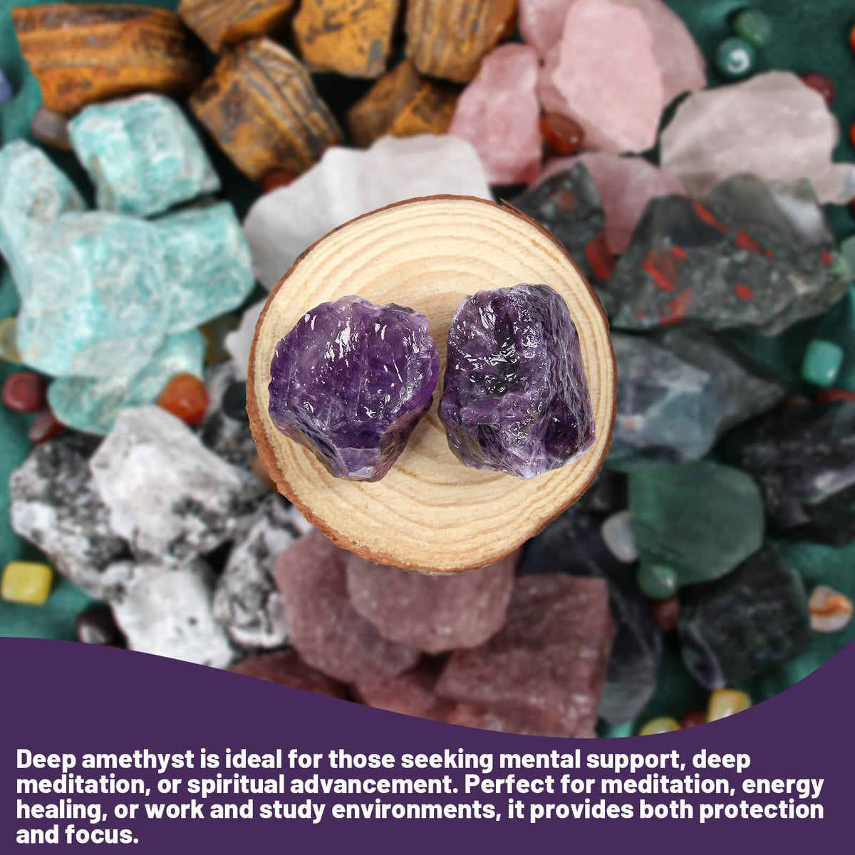 1.1lb Bulk Raw Deep Amethyst Stone Rough Crystal-Natural Raw Stones Crystal for Tumbling, Cabbing, Fountain Rocks, Decoration, Polishing, Wire Wrapping, Wicca & Reiki Crystals Healing