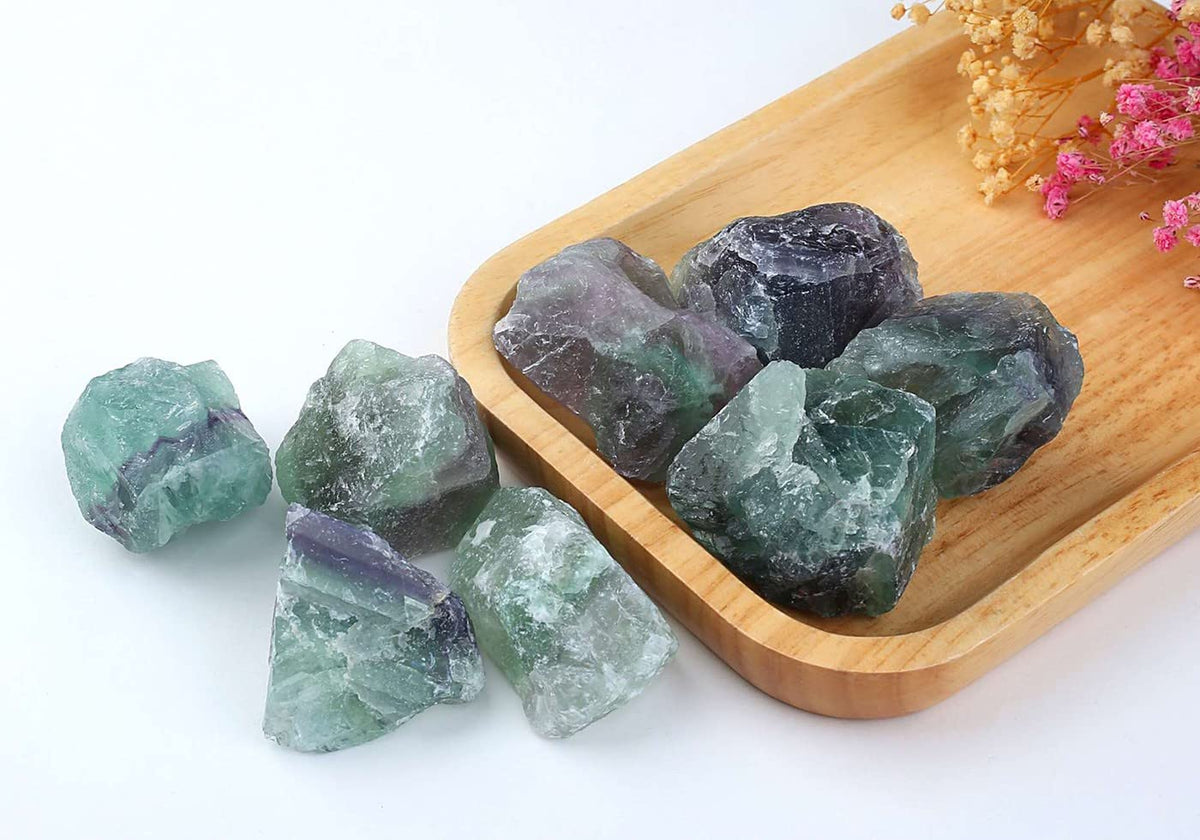 LAIDANLA 1lb 2" Fluorite Natural Rough Stones Crystal Large Raw Crystals Bulk Healing Gemstones for Reiki Healing Tumbling Fountain Rocks Wire Wrapping Decoration Cabbing Lapidary
