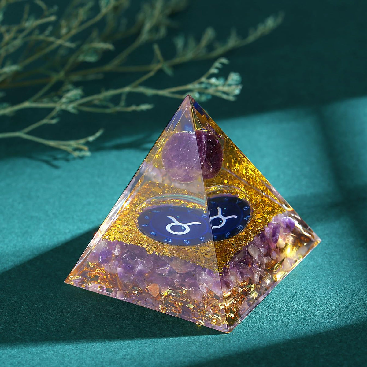 YATOJUZI 12 Zodiac Taurus Birthday Gifts for Women Men Healing Crystals Natural Amethyst Crystal Stones Gemstones Orgonite Chakra Reiki Lucky Energy Decor for Office Desk Decorations