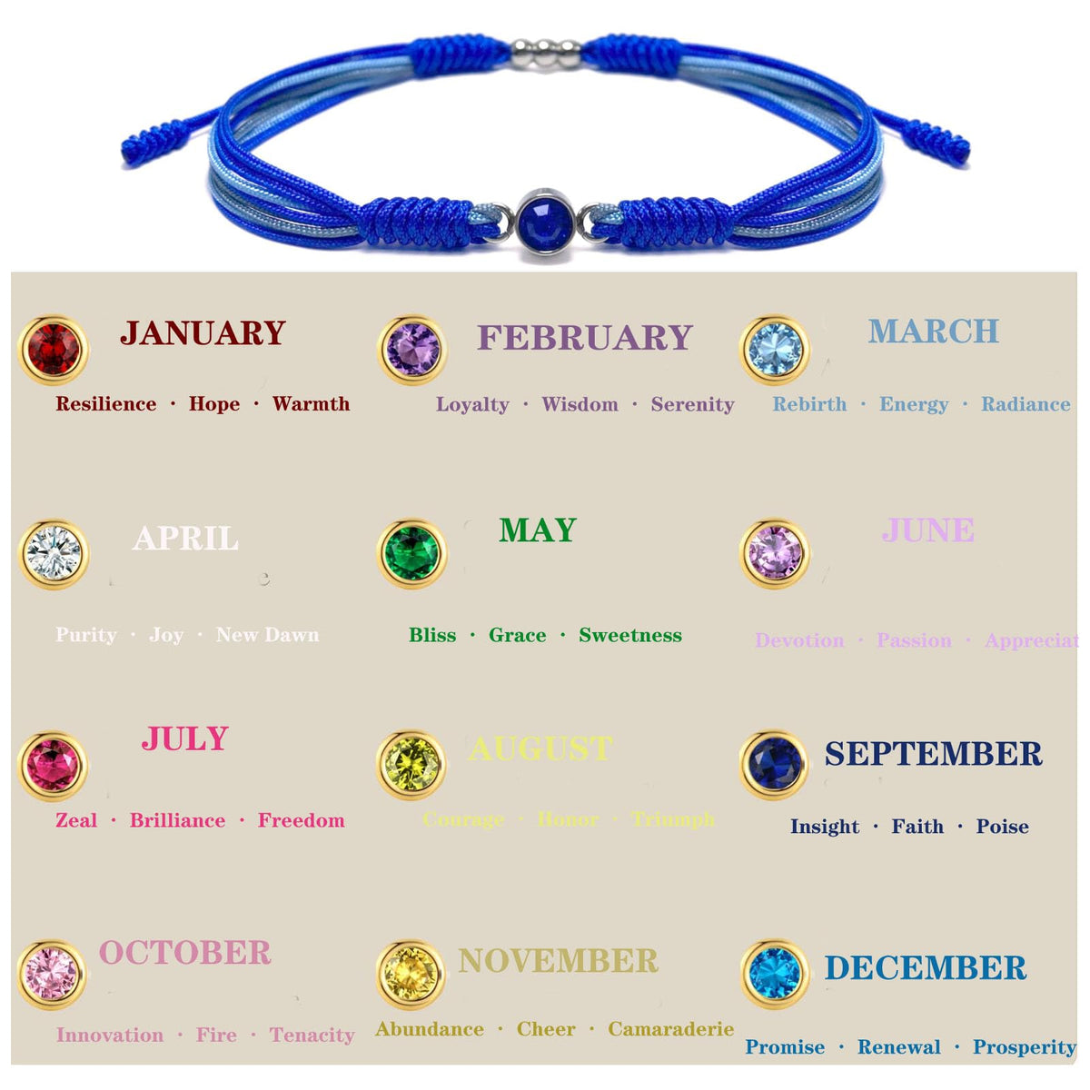 Crgwxzl September Birthstone Bracelets for Women Men,Healing Crystal Protection Stone Blue Lace Agate Beads Bracelet,String Wrap Zodiac Month Bracelets Birthday Jewelry Gifts