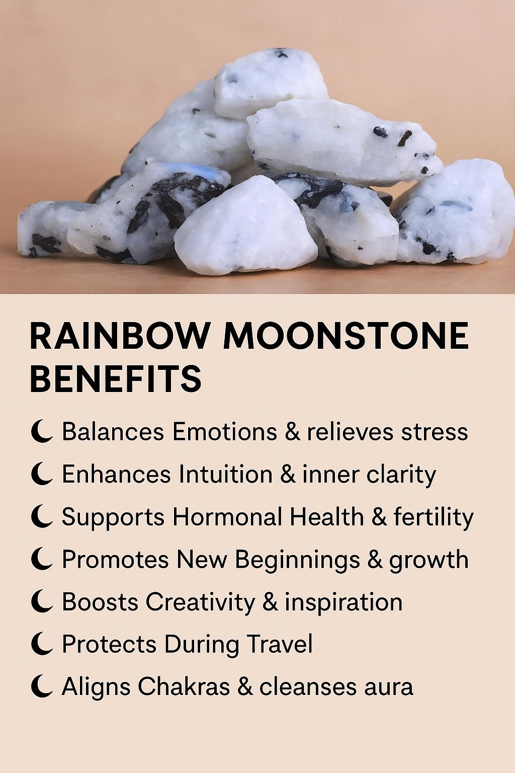 Rainbow Moonstone Raw Crystals – Large 1.25-2.0” Natural Healing Stones for Intuition, Chakra, Meditation, Reiki, Energy Work, Wire Wrapping, Tumbling & Spiritual Moon Magic Decor