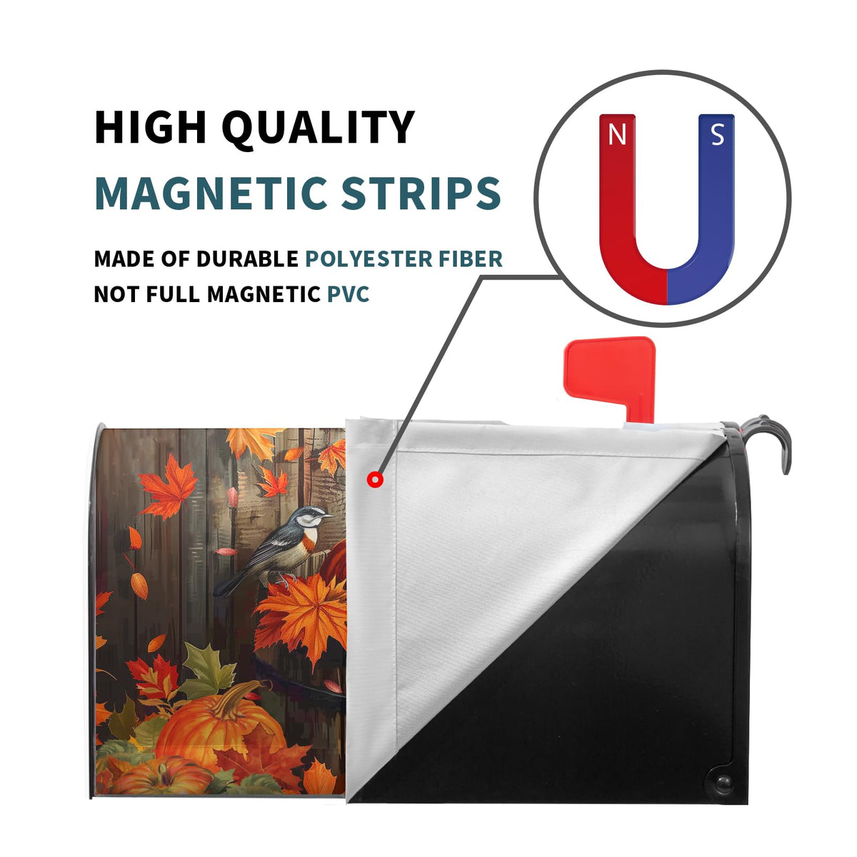 Fall Mailbox Covers Magnetic Standard Size 18x21inch Autumn Maple Leaves Mailbox Decoration Autumn Harvest Pumpkin Post Letter Box Cover for Outside Decor