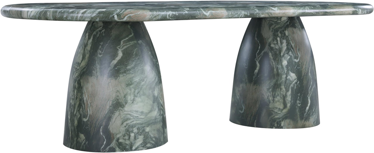 Meridian Furniture 708Green-T Cosenza Collection Art Deco 96" Indoor/Outdoor Concrete Dining Table with Green Marble Finish, 96" W x 44.5" D x 30" H