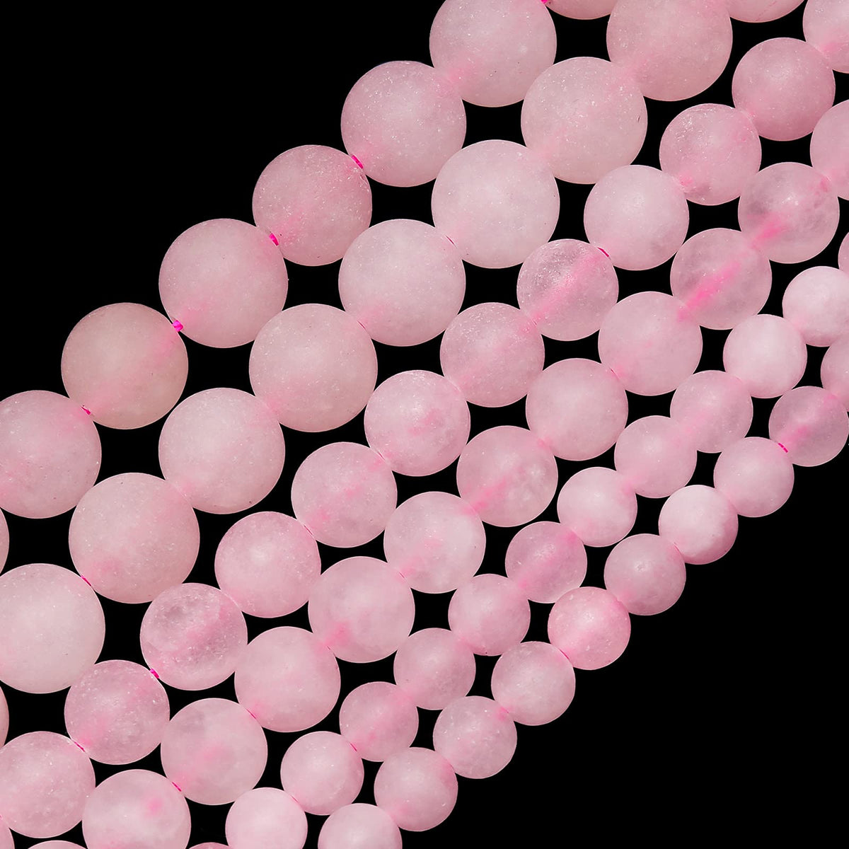 Natural Matte Pink Quartz Beads, 10MM Round Frosted Unpolished Loose Gemstone Beads for Bracelet Necklace Jewelry Making, Energy Stone Healing Power with Stretch Beading Cord