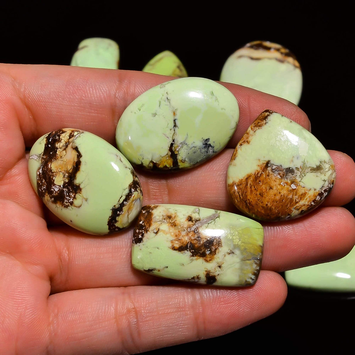 Gemkora™ 2 to 3 pcs Natural Lemon Chrysoprase Gemstone Wholesale Cabochons Lot, Jewelry Making Loose Gemstone, Polished Home Decor Specimen, DIY, Wire Wrapping, Healing Crystals, Bulk Gemstone Deal