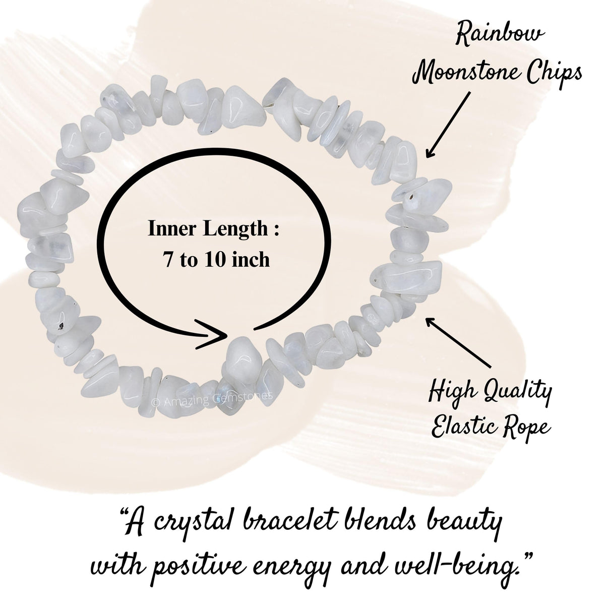 Amazing Gemstone Chips Bracelet (Rainbow Moonstone)
