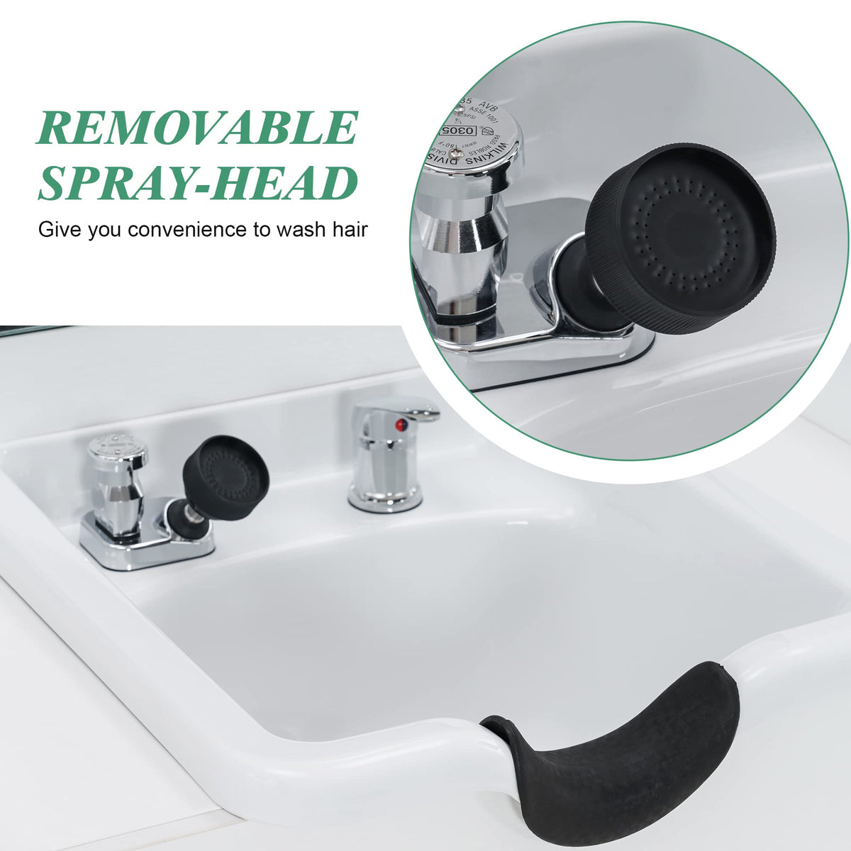 BarberPub Backwash Shampoo Bowl Sink Chair Station with Mirror Salon Styling Cabinet Spa Equipment 3130 (White)