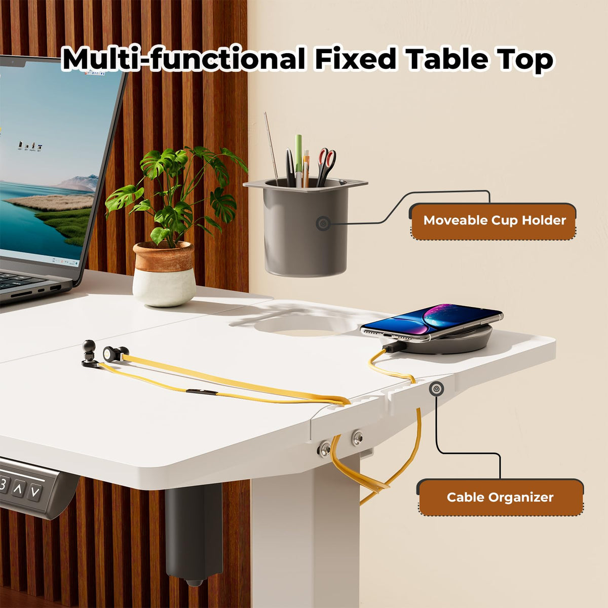 JOY worker Electric Drafting Table, 40×20" Height Adjustable Standing Art Desk, Drawing Workstation with 0‑90° Tiltable Surface, Cup Holder & Cable Management for Artist Craft Home Studio, White