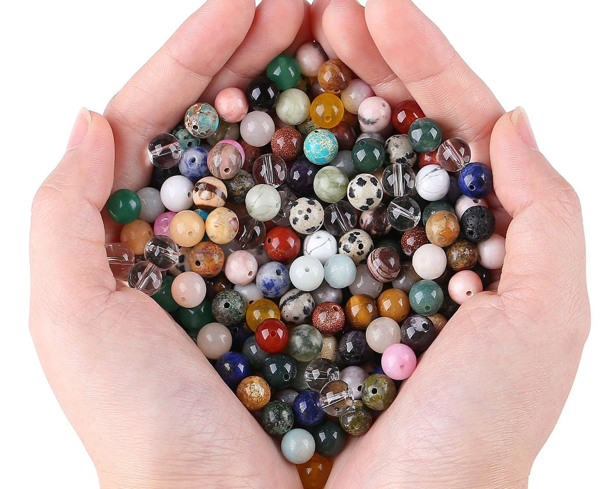 LAIDANLA Multicolor 100PCS 8mm Natural Stone Beads Round Loose Gemstone Stone Beads for DIY Bracelet Necklace Earrings Jewelry Making Polishing Genuine Real Crystal