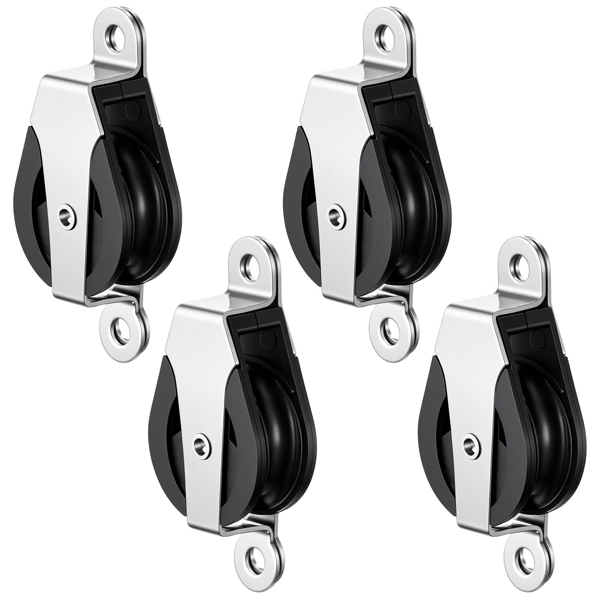 Otoolling 4 Pcs 30mm Sailing Cheek Block Marine 316 Stainless Steel Nylon Block, Universal Single Head Pulley, Rope Pulley, Nylon Sheave, Rope Runner Boat Accessories