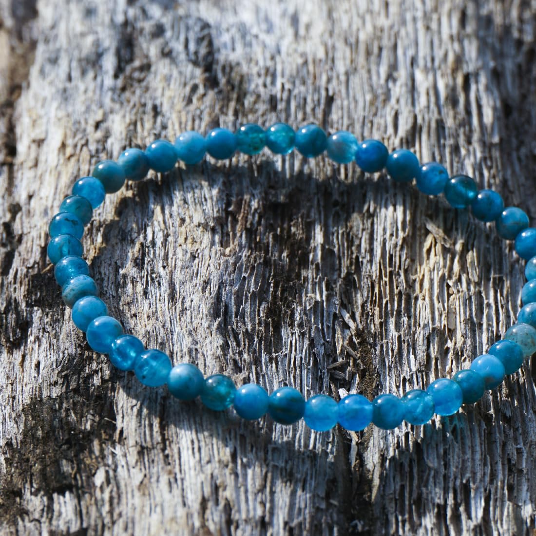 4MM Blue Apatite Bracelet for Unisex | Natural Third Eye & Throat Chakra Crystal Stone for Future, Feng Shui, Meditation, Divination, Amulets | Anxiety Stress Relief | fits for small wrist size