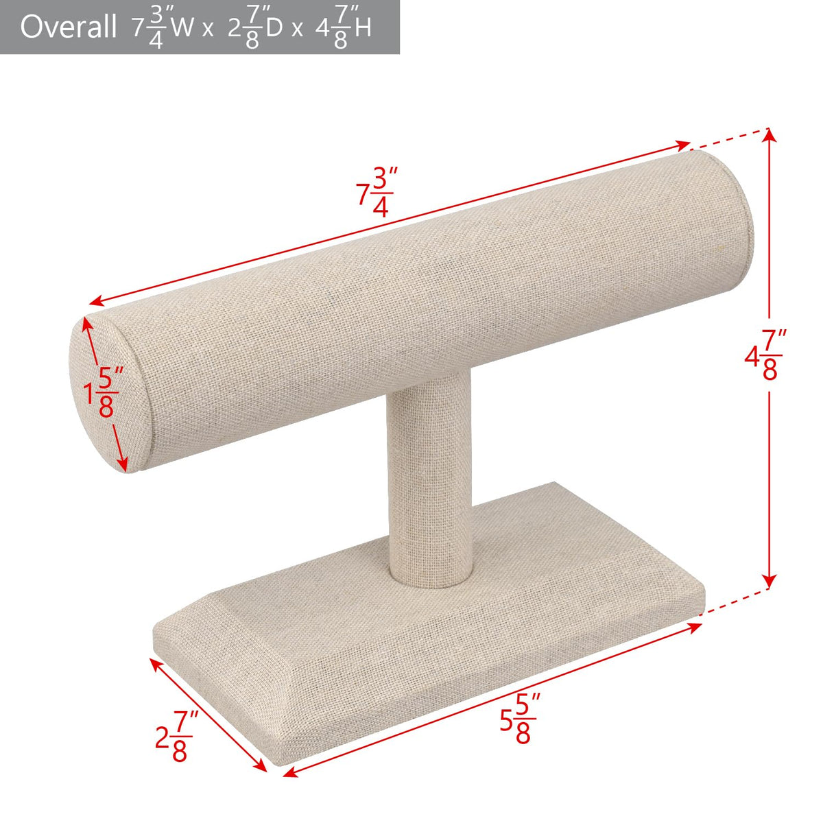 MOOCA Linen Covered Wood Jewelry Display, Jewelry Stand, Bracelet Holder Display, Watch Stand, Bracelet Stand, Tan Linen