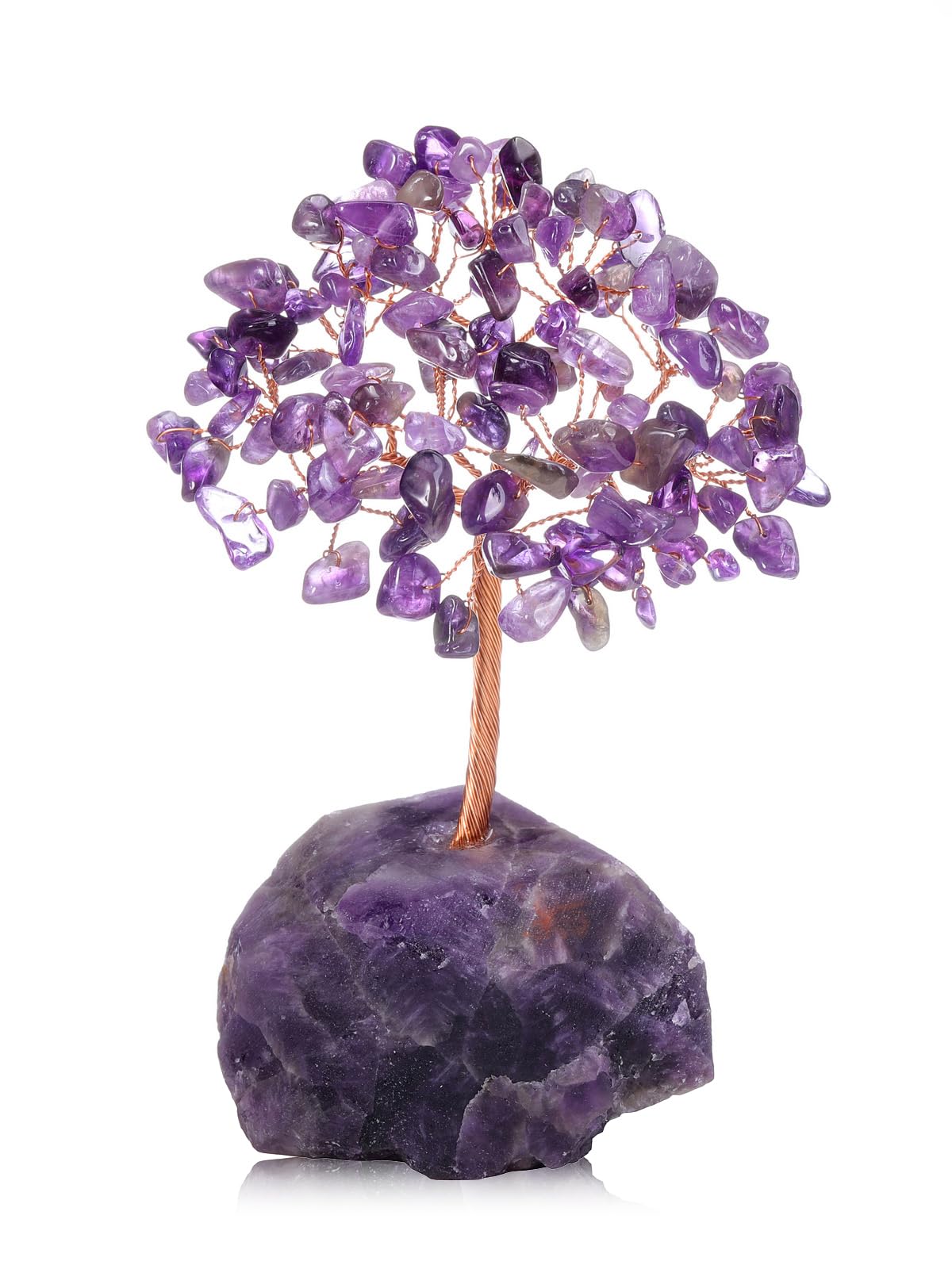 Jovivi Amethyst Crystals Tree, Raw Purple Healing Crystals Amethyst Base Bonsai Money Tree for Home Office Table Decor Wealth and Luck