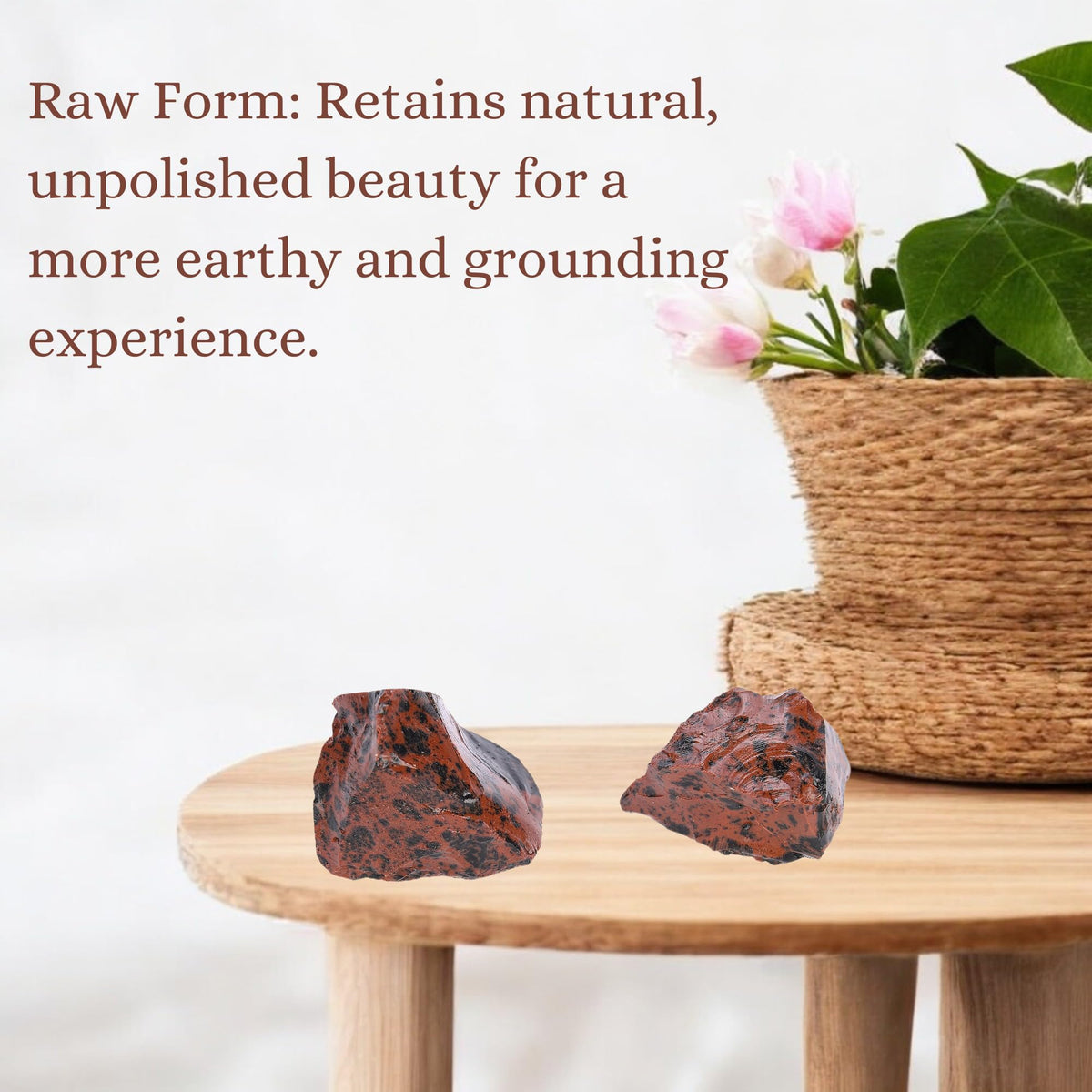 ANAYA AGATE Mahogany Obsidian 2 Pcs Raw Crystals Rough Gemstones w/Authenticity Card, Velvet Pouch - Large 1.25–2.0" Raw Stones for Tumbling, Cabbing, Polishing, Cutting Natural Healing Crystals for Home Decor, DIY Stones