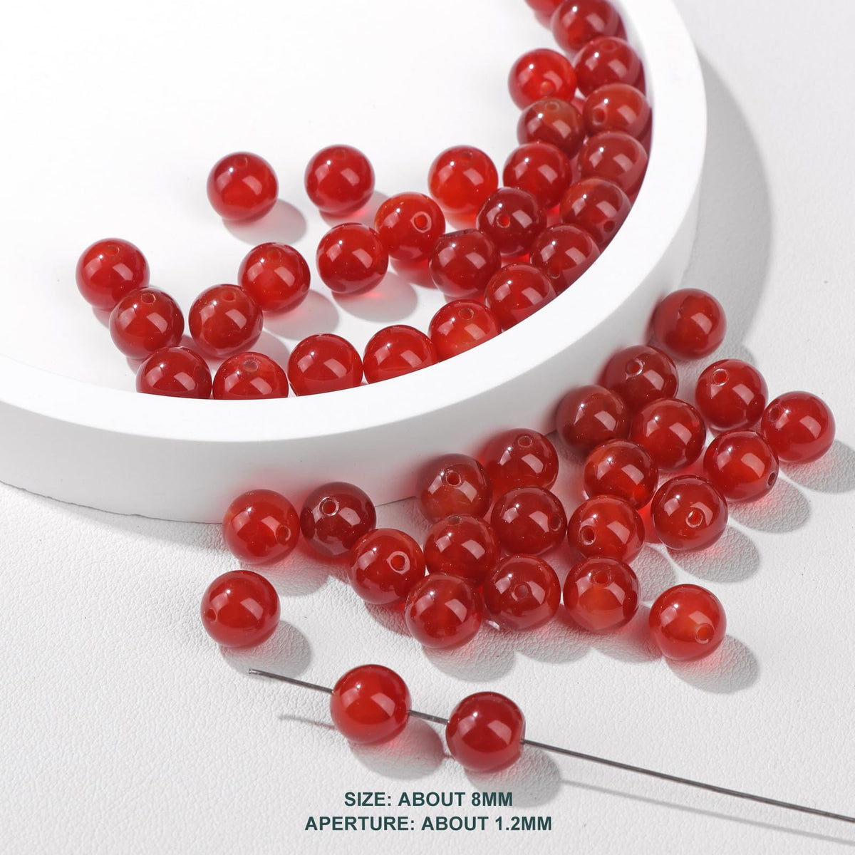 Risyfjew 100PCS 8mm Natural Carnelian Beads Gemstone Round Loose Beads for Jewelry Making Chakra Crystal Stone Beads for Bracelets Necklace Earrings Making Supplies (100pcs/Strand)