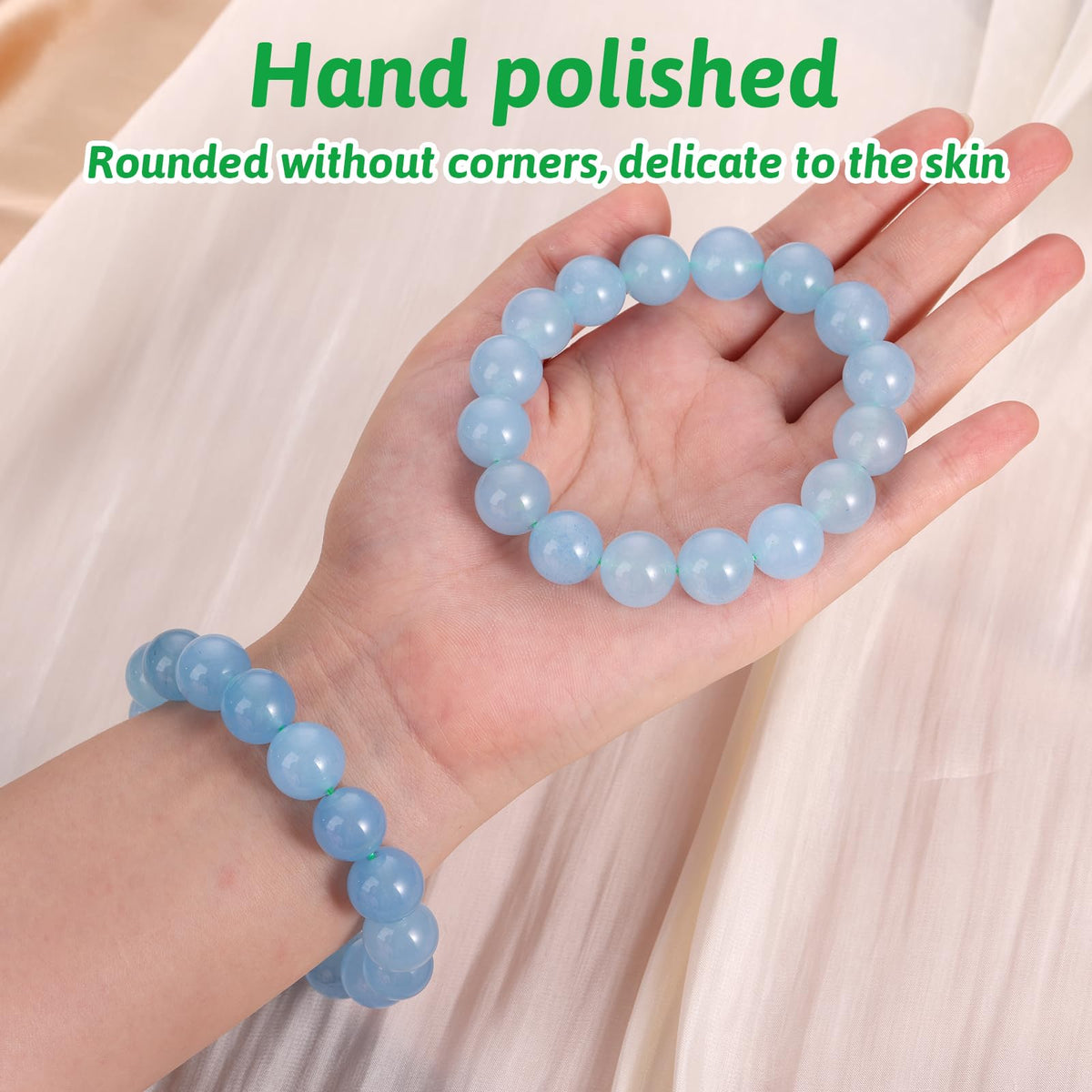 Handmade Natural Jade Beaded Bracelet for Women & Men – Genuine Green/White Jade Gemstone Stretch Bracelet – Lucky Energy Healing Jewelry Gift for Peace, Prosperity & Protection SB