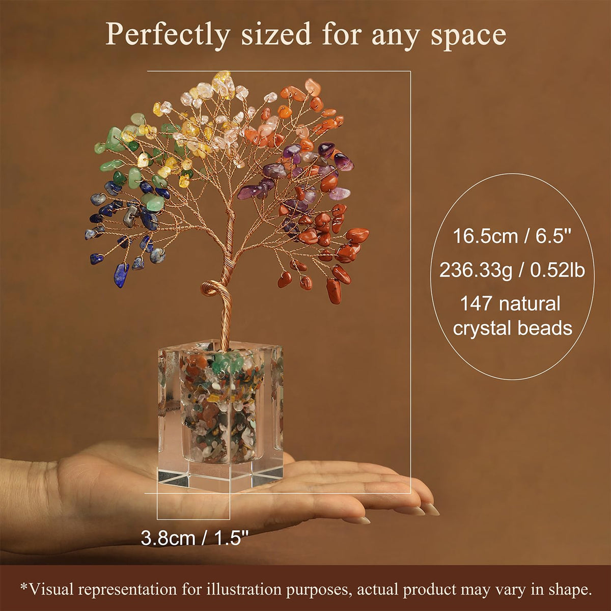MAGIC AND MIRACLES Crystal Tree for Home Decor 6.5 Inch Carnelian Gem Plant with 147 Stones Spiritual Decor Healing Energy Bonsai Tree Handmade Gift for Meditation Room Office Women & Men