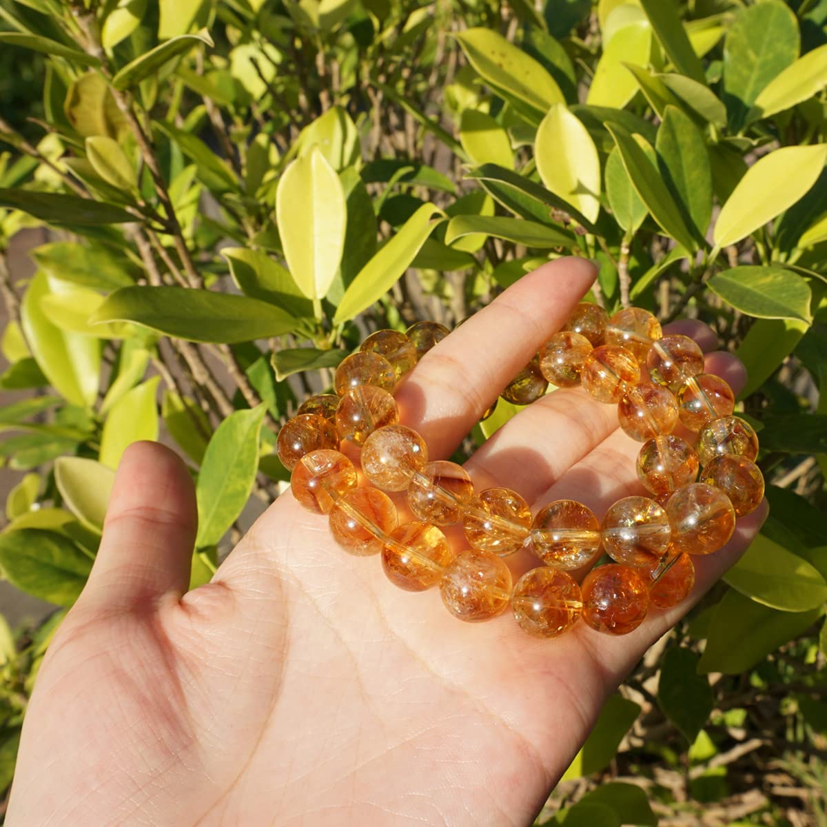10MM Citrine Bracelet for Women Men, Natural Yellow Sacral & Solar Plexus Chakra Crystal and Gemstones | Stretch Jewelry Gift for Bringing Wealth Success Motivation | Fits for 7.5-8" Large Wrist