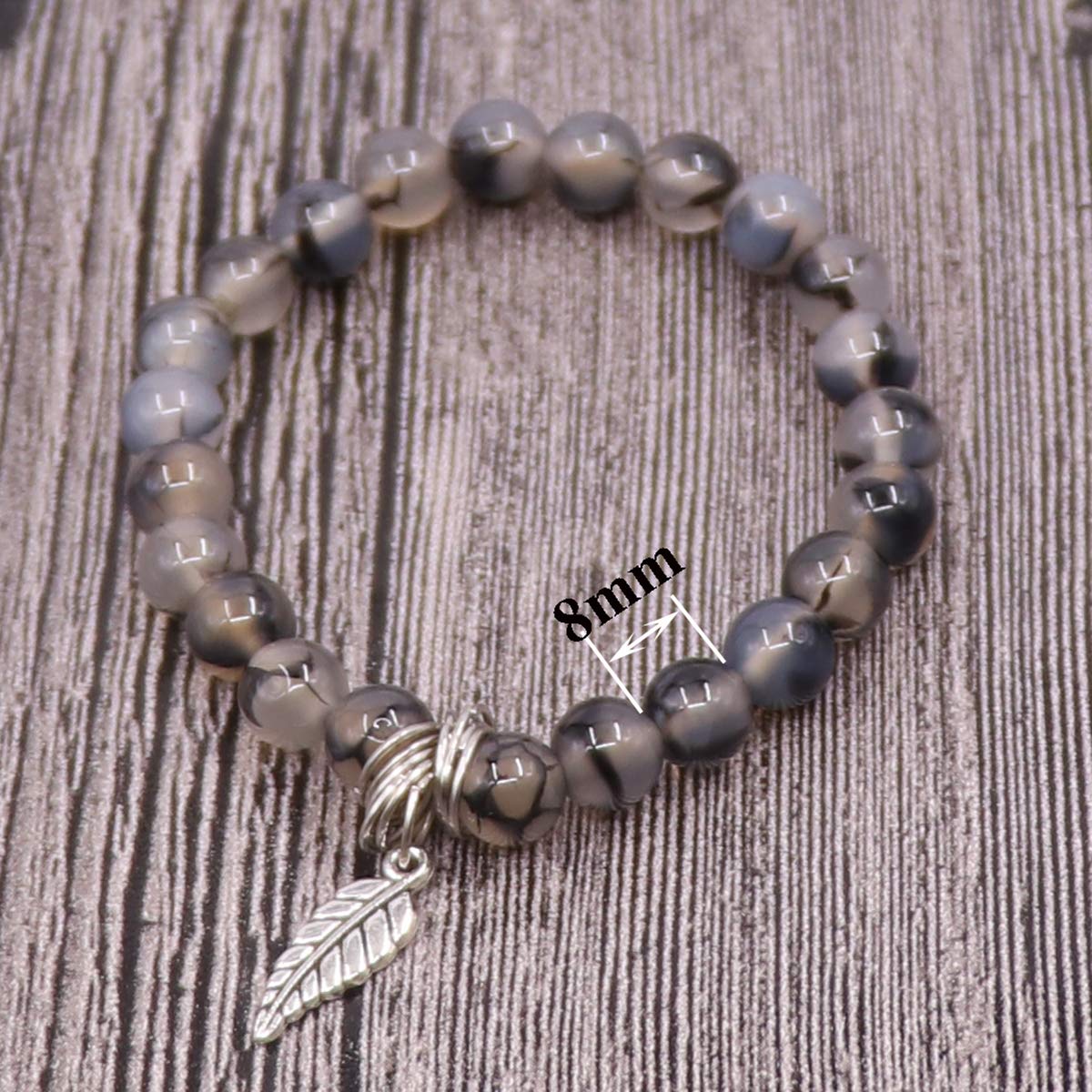 UEUC Tree of Life Yoga Leaf Jasper & Tibetan Agate Gemstone Bracelet, Multi-Layer Natural Stone Healing Chakra Beaded Bracelet, Energy Balance Friendship Bracelet Set