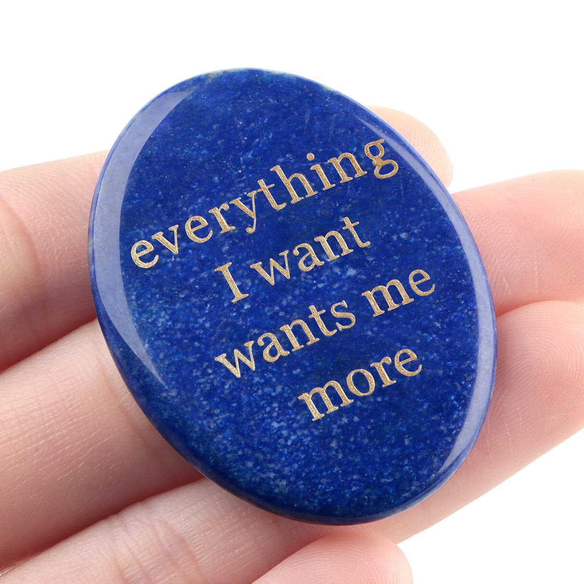 DUQGUHO Lapis Lazuli Crsytal Encouragement Gifts for Women Everything I Want Wants Me More Inspirational Positive Anxiety Relief Items Pocket Hug Stones Emotional Calming Sobriety Gifts for Women Men