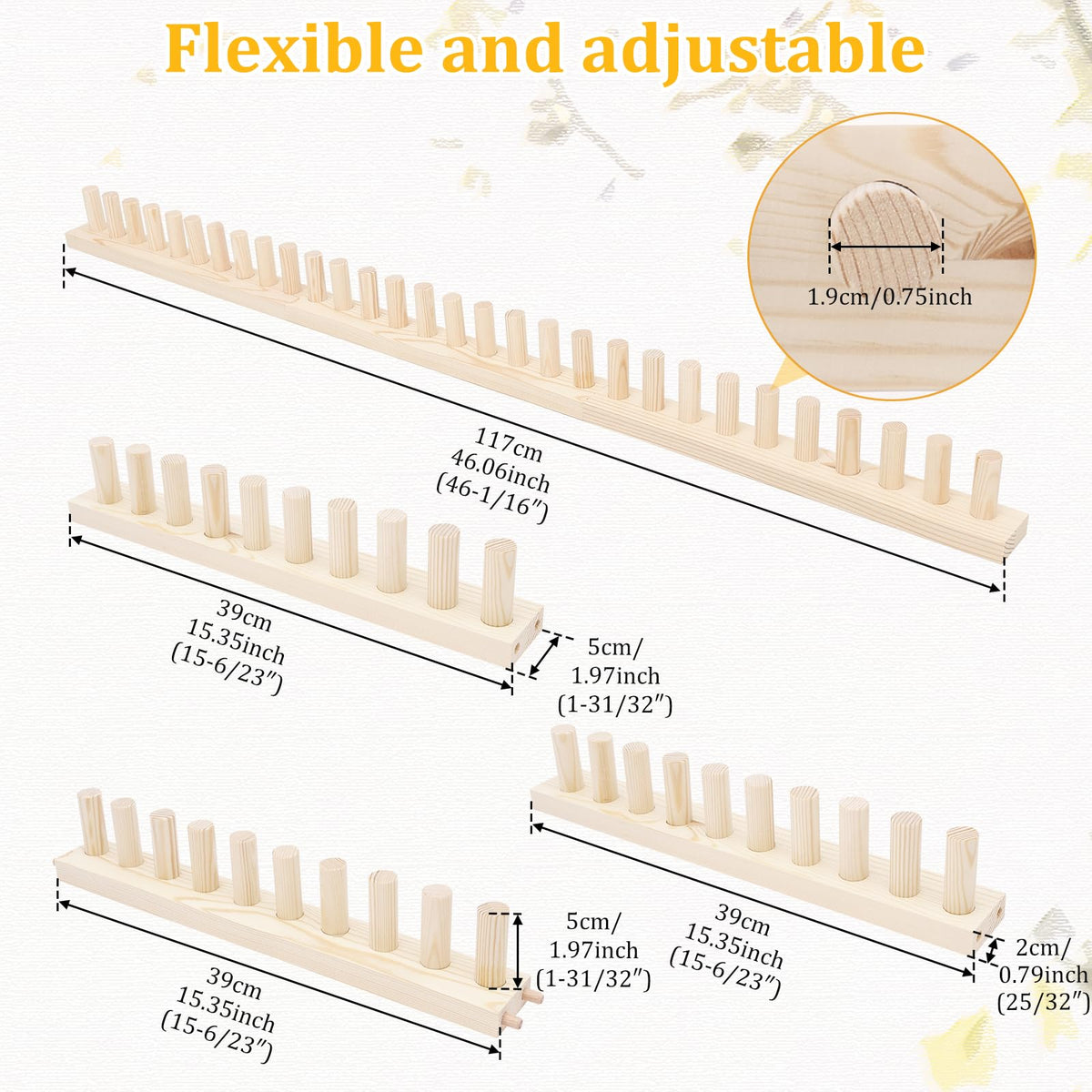 46" Chunky Blanket Frame, No Needle and Adjustable Size Hand Knitting Kit Portable Extra Large Weaving Blanket Maker Craft Kit for Home Decor