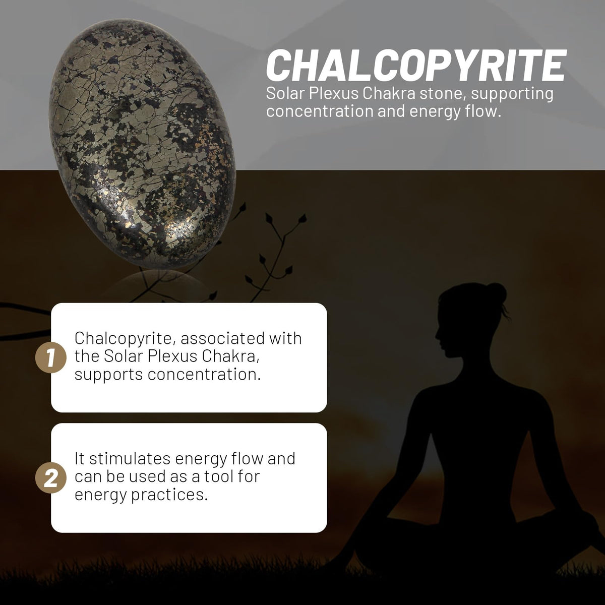 Orientrea Chalcopyrite Palm Stone- 1 Pc Pocket Energy Crystals, Smooth Chalcopyrite Healing Crystal Worry Stone