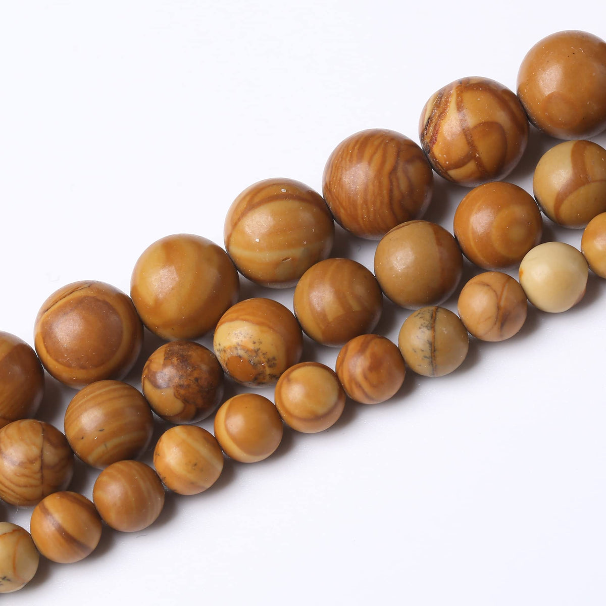 8MM Woodgrain Jasper Round Loose Beads Natural Gem Beads Crystal Energy Stone Beads for Jewelry Making DIY Bracelet Necklace