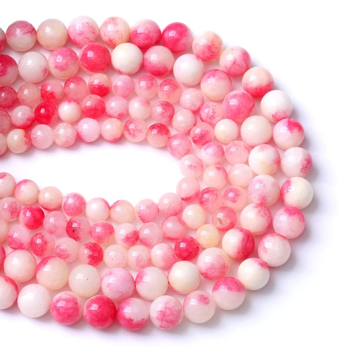 75PCS 10MM Pink Tourmaline Jade 2 Strands Stone Beads for Jewelry Making DIY Bracelet Necklace