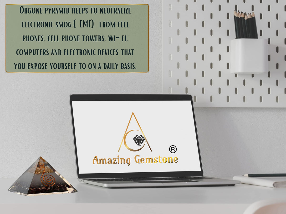Amazing Gemstone Large Orgone Pyramid | Glow in Dark Garnet Pyramid Crystal | Orgonite Pyramid | Organ Pyramids Positive Energy Healing