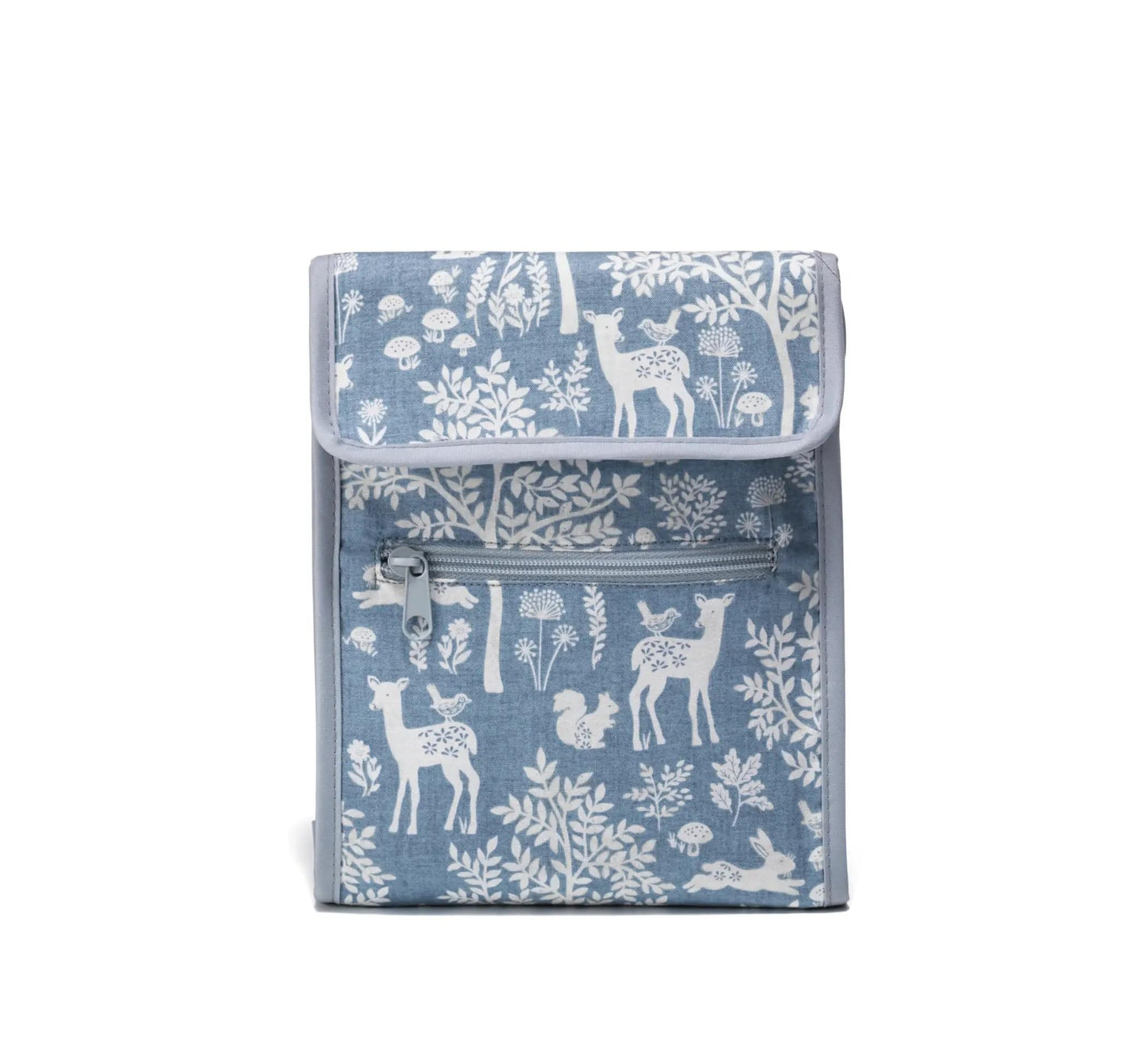 Prym Circular Knitting Needle Case – 9” x 7-1/4” Fan-Fold Organizer with 10 Pockets, Magnetic Closure & Zip Accessory Pocket - Blue Woodland