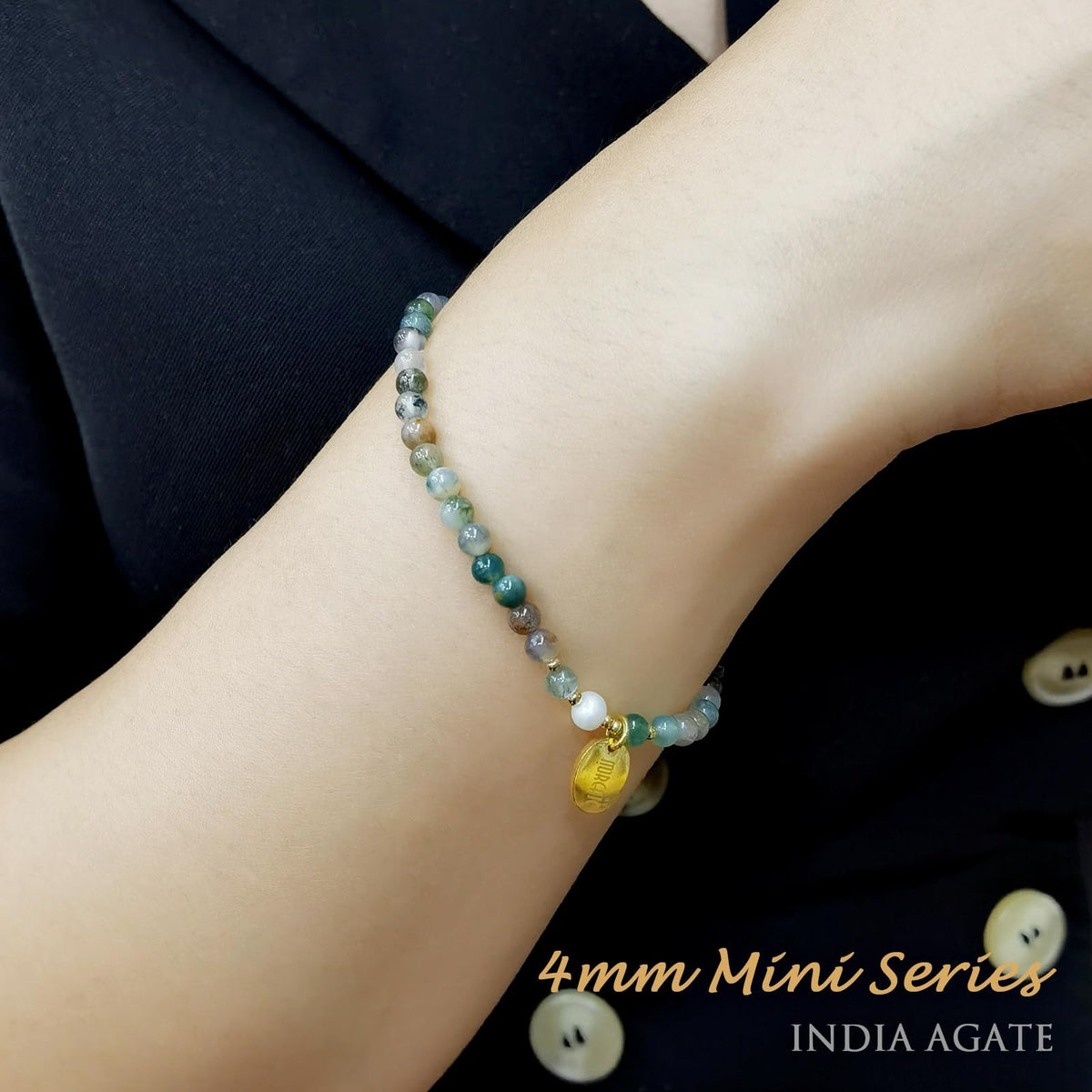 Morchic 4mm Natural India Agate Gemstone Beads Stretch Bracelet for Women, With Freshwater Pearls, Energy Gem Birthday Gift for Her 7.2”