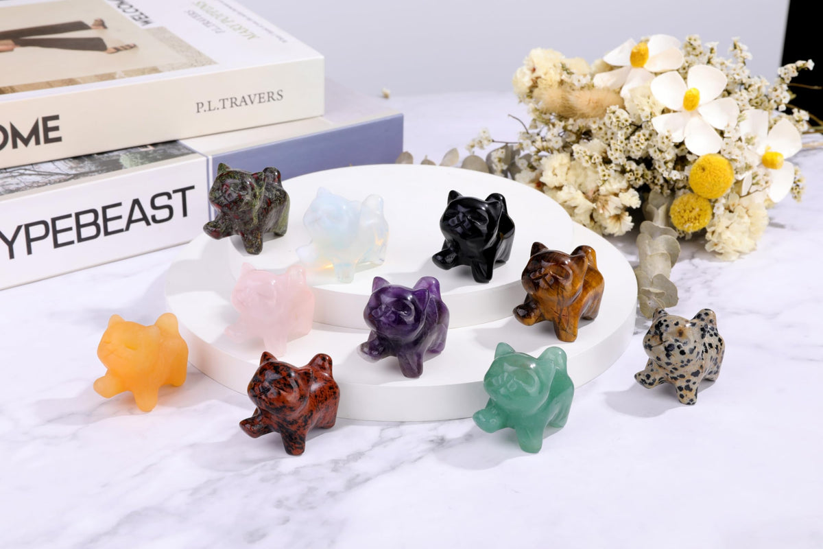 Top Plaza 1 PC Red Obsidian Crystal Cute Cat Figurine Gifts Carved Healing Lucky Home Decor Natural Gemstone Cats Collectibles Pocket Sculpture for Cat Lovers