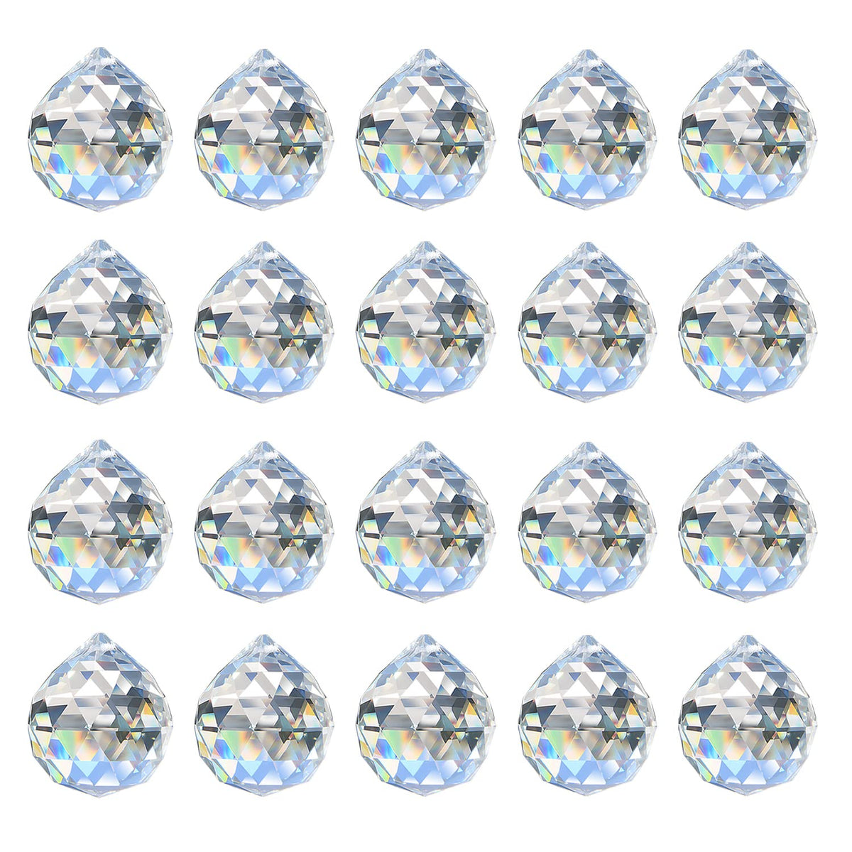 MerryNine Crystal Sun Catcher, 20pcs 0.8"/20mm Crystal Suncatcher Prism for Windows Hanging, Prisms Beads Ball Pendants Rainbow Maker for Fengshui, Home Room Decor, Indoor Windows