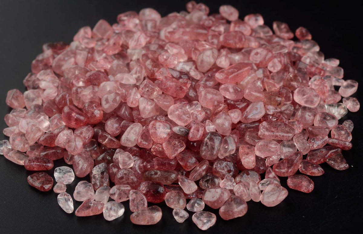 Natural Chip Stone Beads Strawberry Quartz 5-8mm About 400 Pieces Irregular Gemstones Healing Crystal Loose Rocks Bead Hole Drilled DIY for Bracelet Jewelry Making Crafting (5-8mm, Strawberry Quartz)