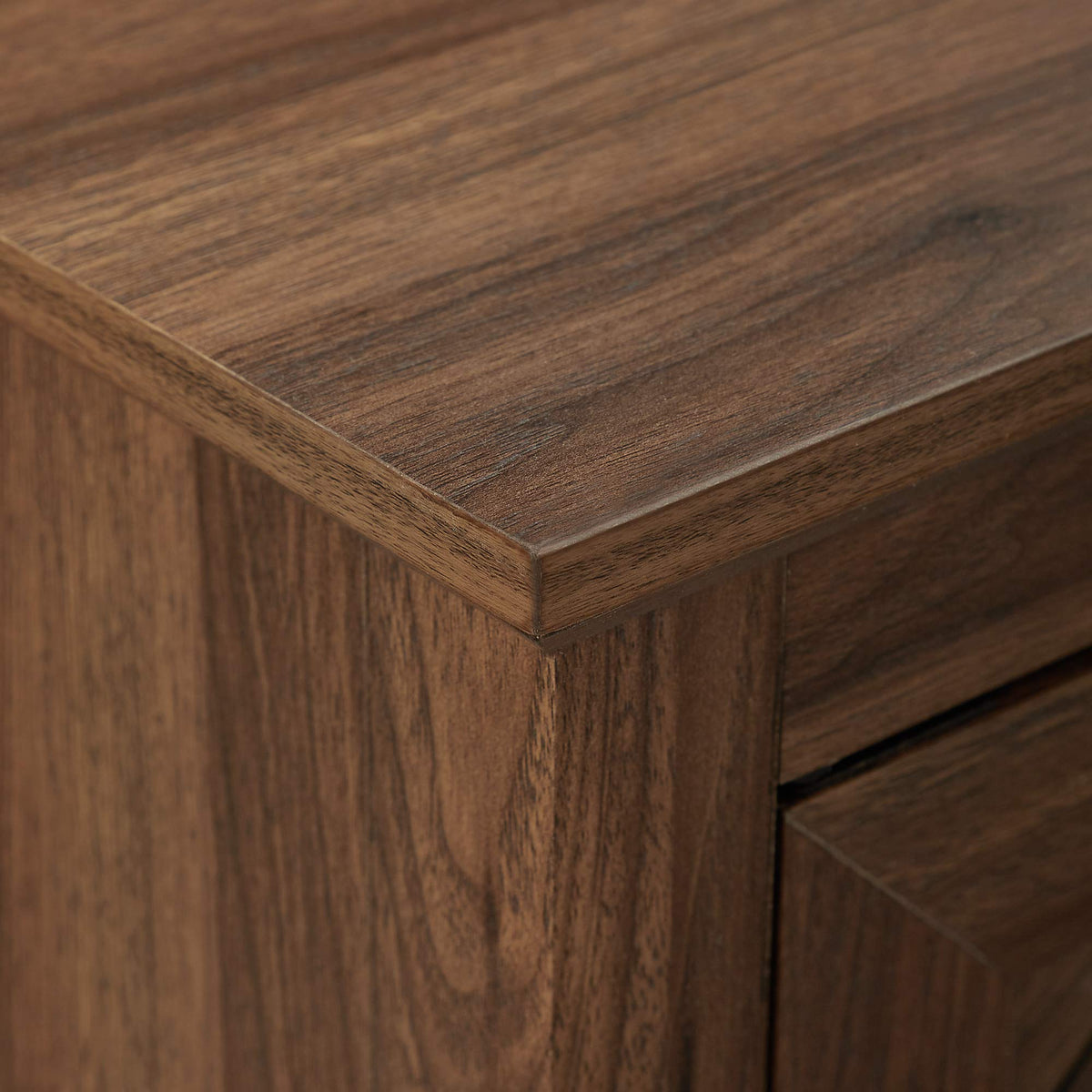 Walker Edison Modern Wood Grooved Buffet Sideboard with Open Storage Entryway Serving Storage Cabinet Doors Dining Room Console, 58 Inch, Dark Walnut