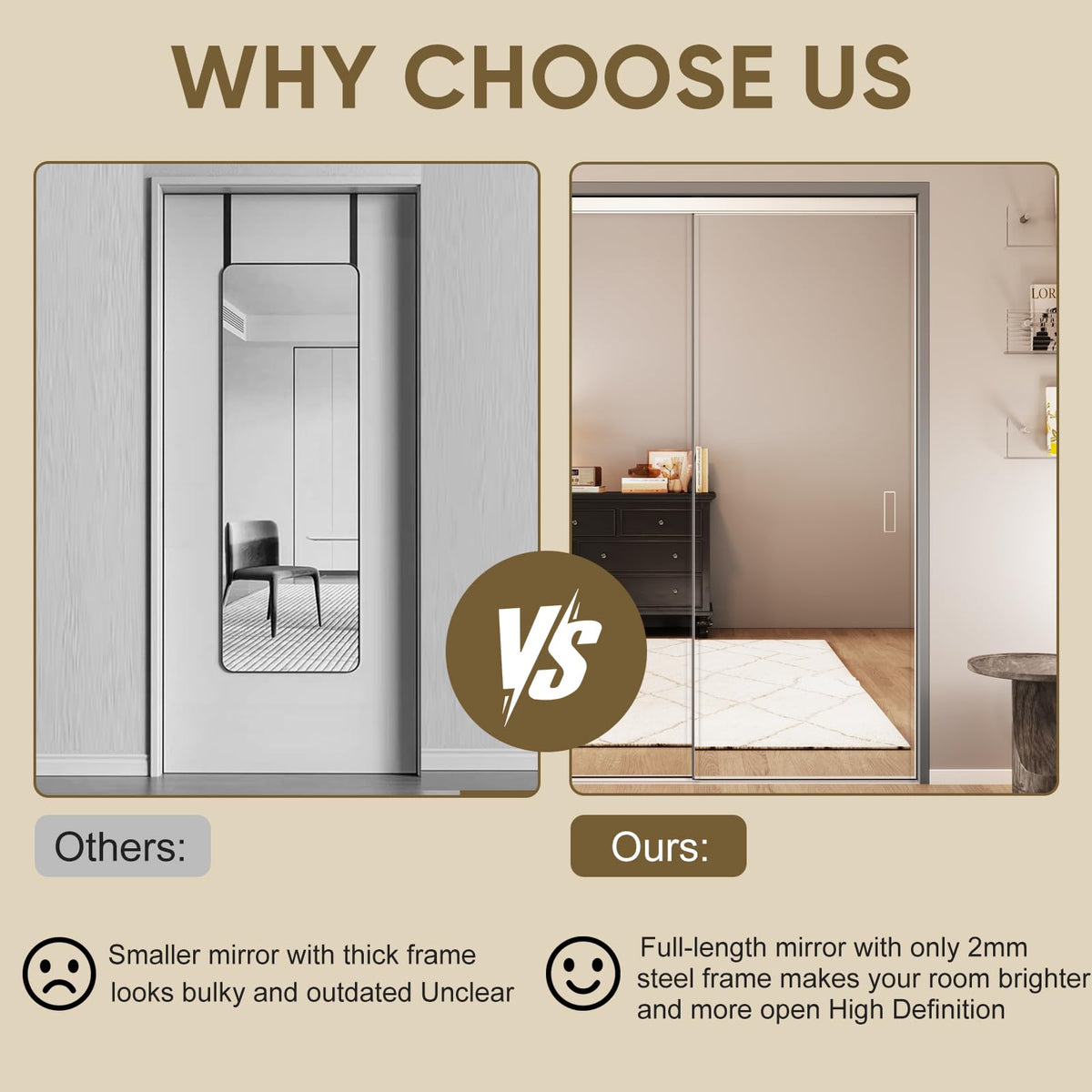 JUBEST Mirror Closet Doors, 72''x80'' One Side Sliding Closet Door with Hardware Kit, Interior Steel Frame Bypass Sliding Door for Closet, Easy to Install