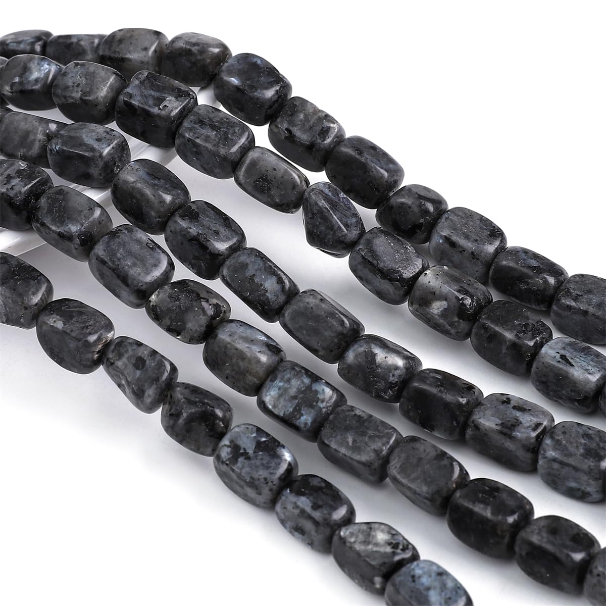 BEADIA Natural Black Spectrolite Cuboid Stone Loose Semi Gemstone Beads for Jewelry Making 8mmx12mm 38cm/Strand