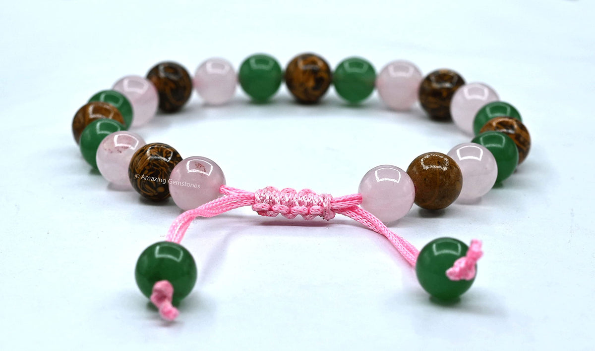 Amazing Gemstone Bracelet for New Mom Manifestation - Green Aventurine Mariyam Jasper Rose Quartz Bracelet Set for Men Women Healing Calming Anxiety Stress Relief Gifts Pulseras Para Hombres Mujer