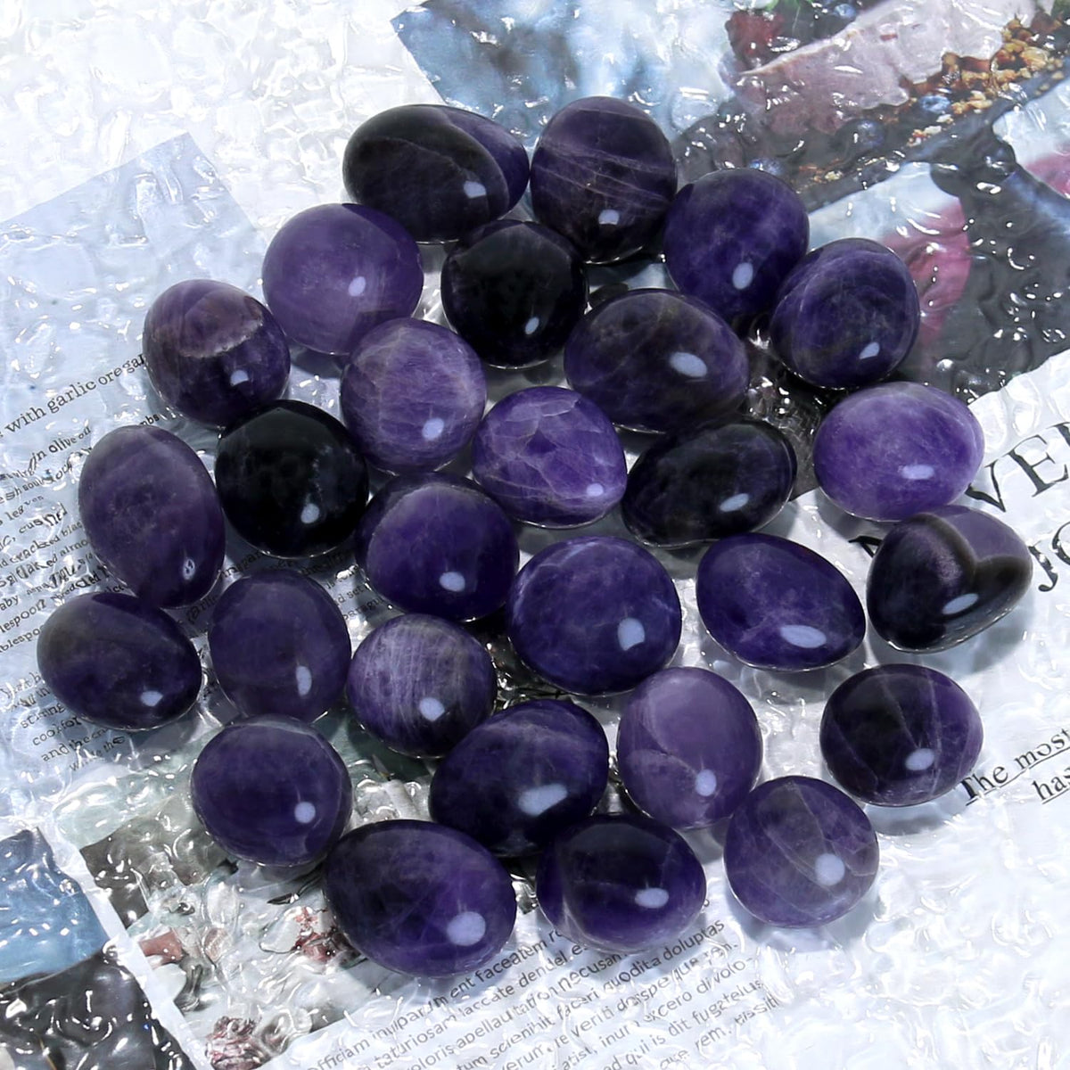 Namzi Brazilian Tumbled Polished Natural Amethyst Crystals Stones, Amathesis Crystal, Raw Amethyst, Healing Crystals Gemstone Quartz Bulk for Wicca, Healing Energy, Witchcraft Supplies(10 Pce)