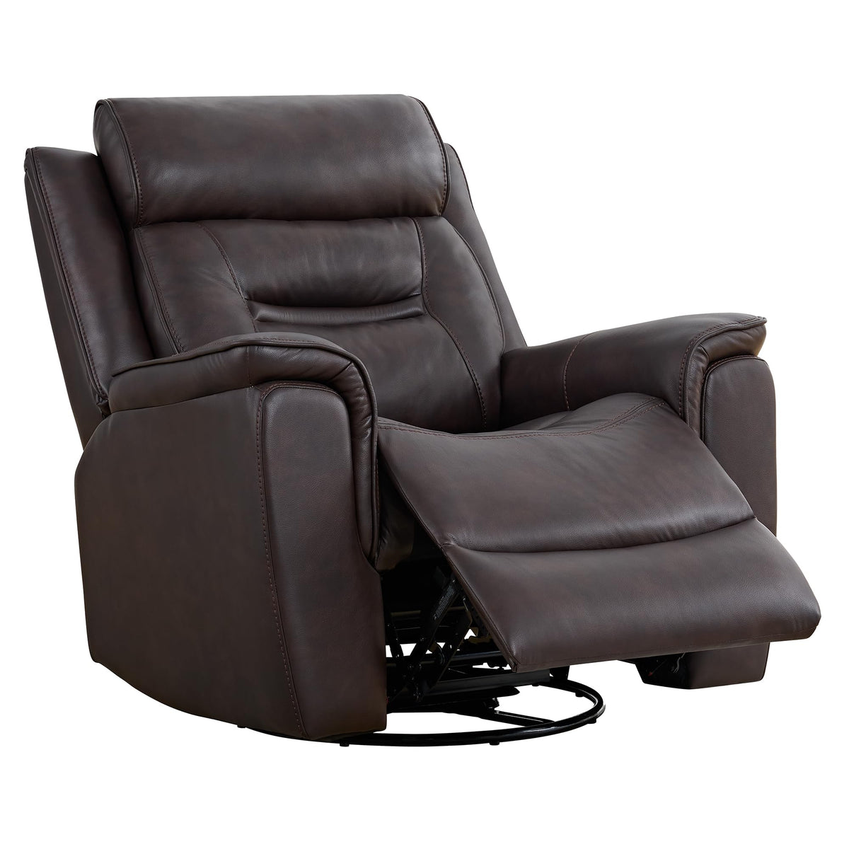 KISLOT Leather Recliner Chair, 360° Swivel Rocker for Adults Manual Rocking Reclining Chair with Adjustable Backrest Footrest for Living Room Bedroom Home Theater Seating