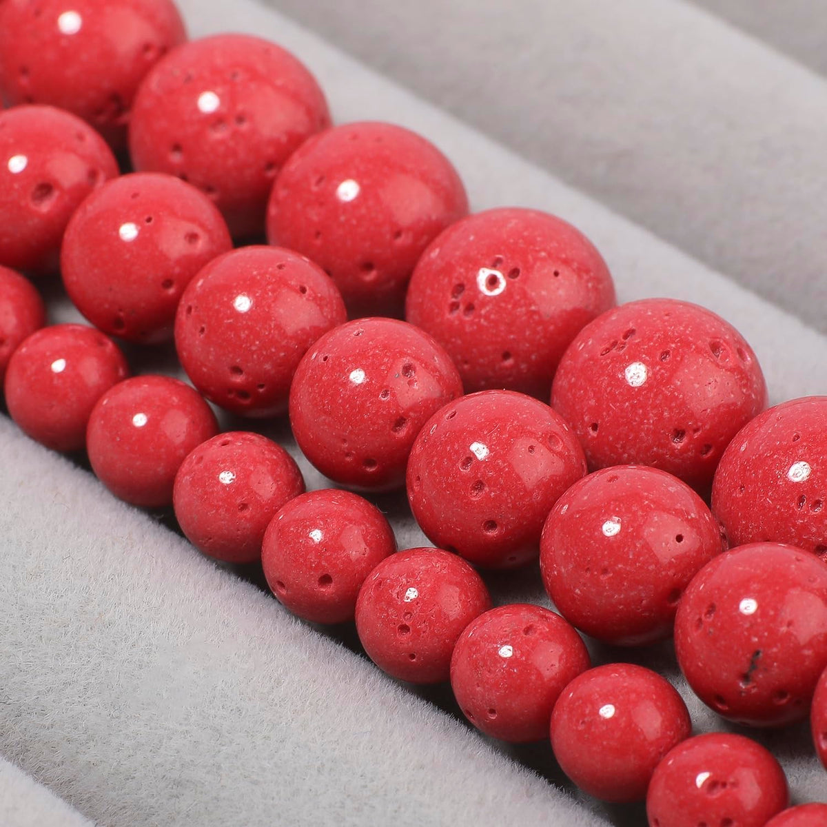 Yochus 60pcs Red Coral Beads，6mm Healing Power Natural Stone Round Loose Gemstone Beads for Jewelry Making Earring Necklace DIY Crafts