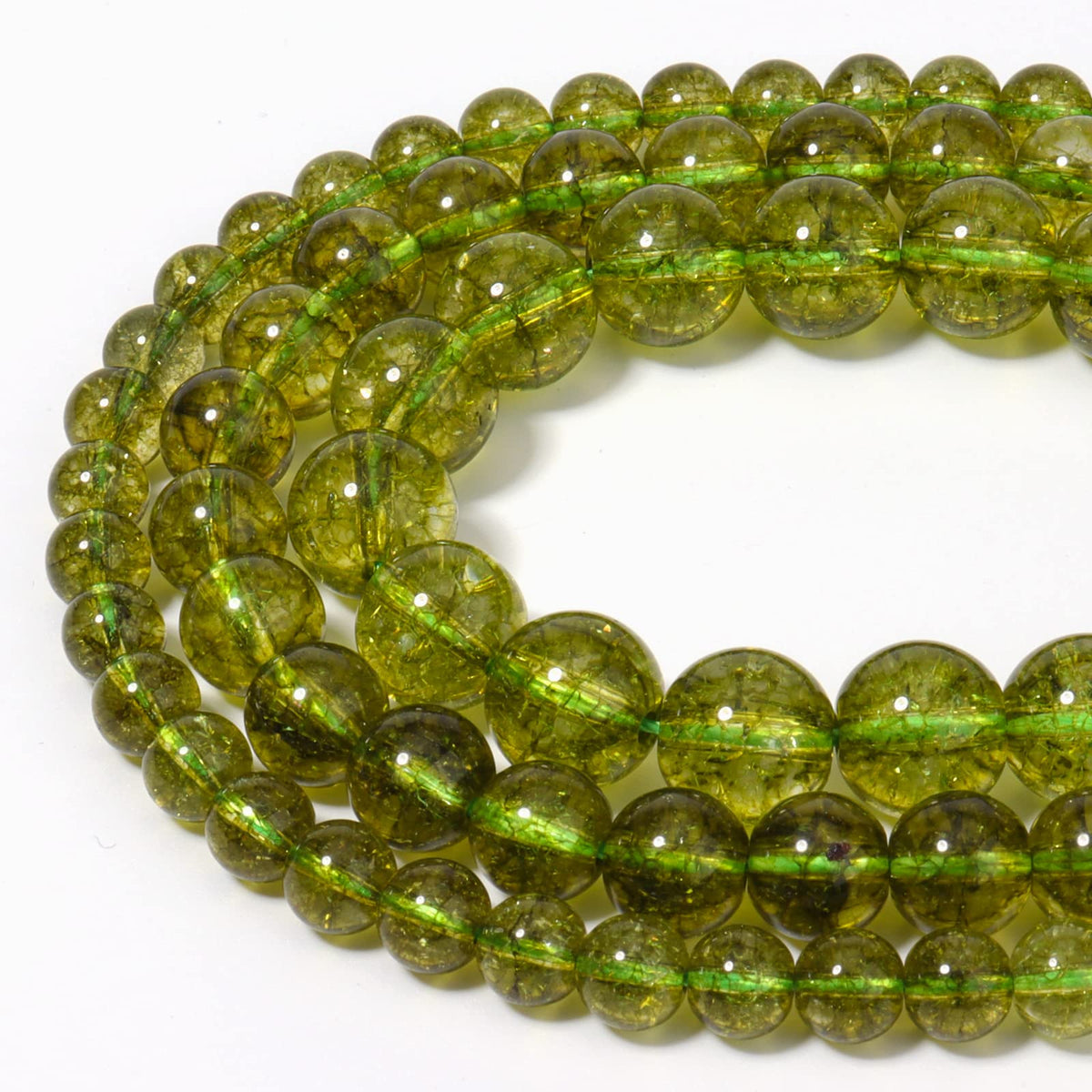 60pcs 6mm Natural Stone Beads Peridot Jade Beads Energy Crystal Healing Power Gemstone for Jewelry Making, DIY Bracelet Necklace