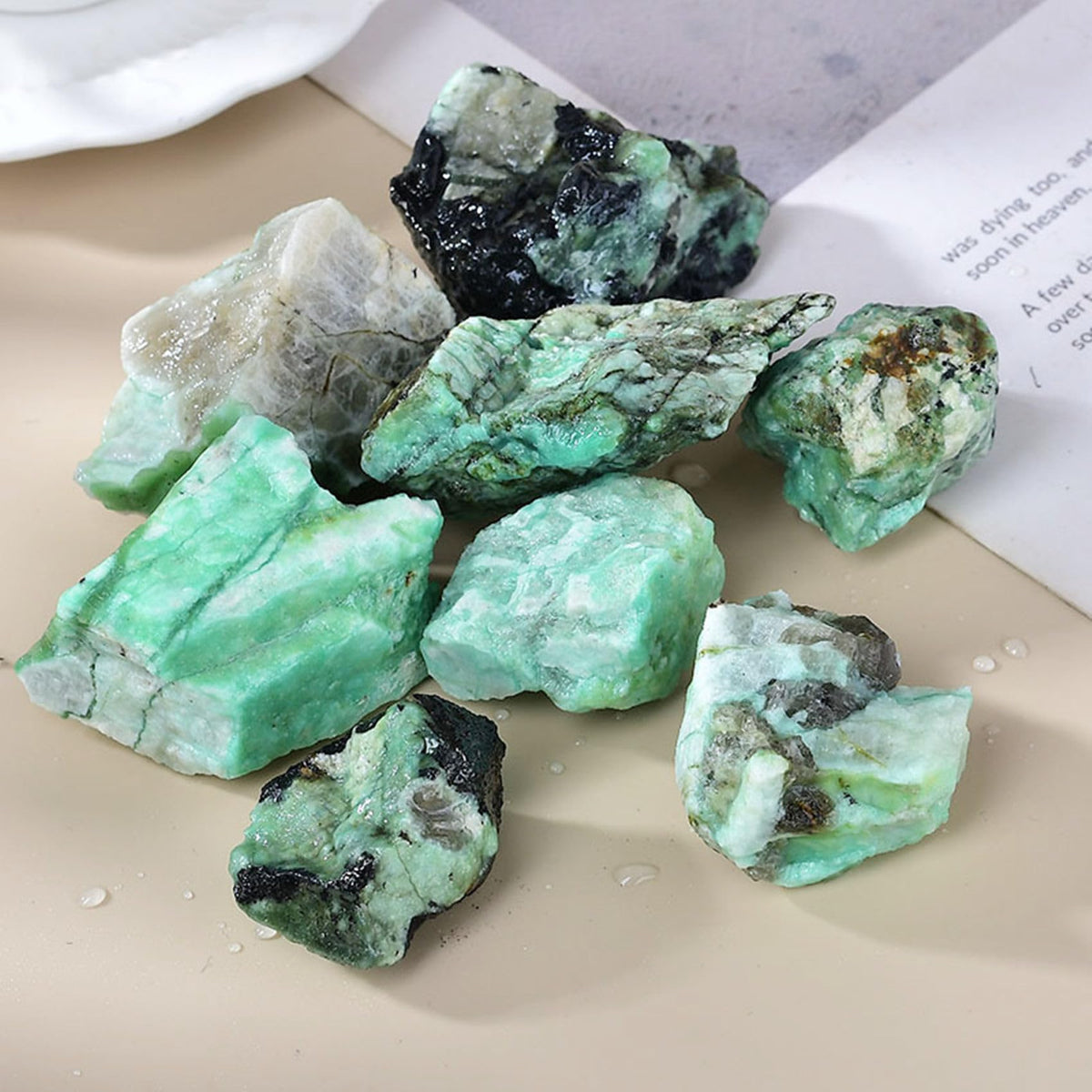 Chrysocolla Raw Crystals Healing Crystals Natural Rough Stones 1.2-2" for Tumbling, Fountain Rocks, Yoga, Meditation, Polishin, Gift 11