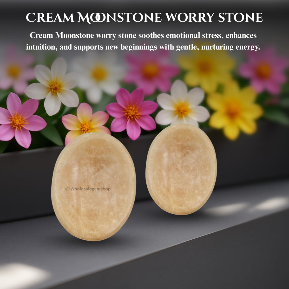 GEMSCITE Moonstone Thumb Worry Stones Metaphysical Gemstone Crystal Healing Reiki Men Women Gift FENG Shui Positive Energy Love Wellness Palm Stones Wicca Powerful