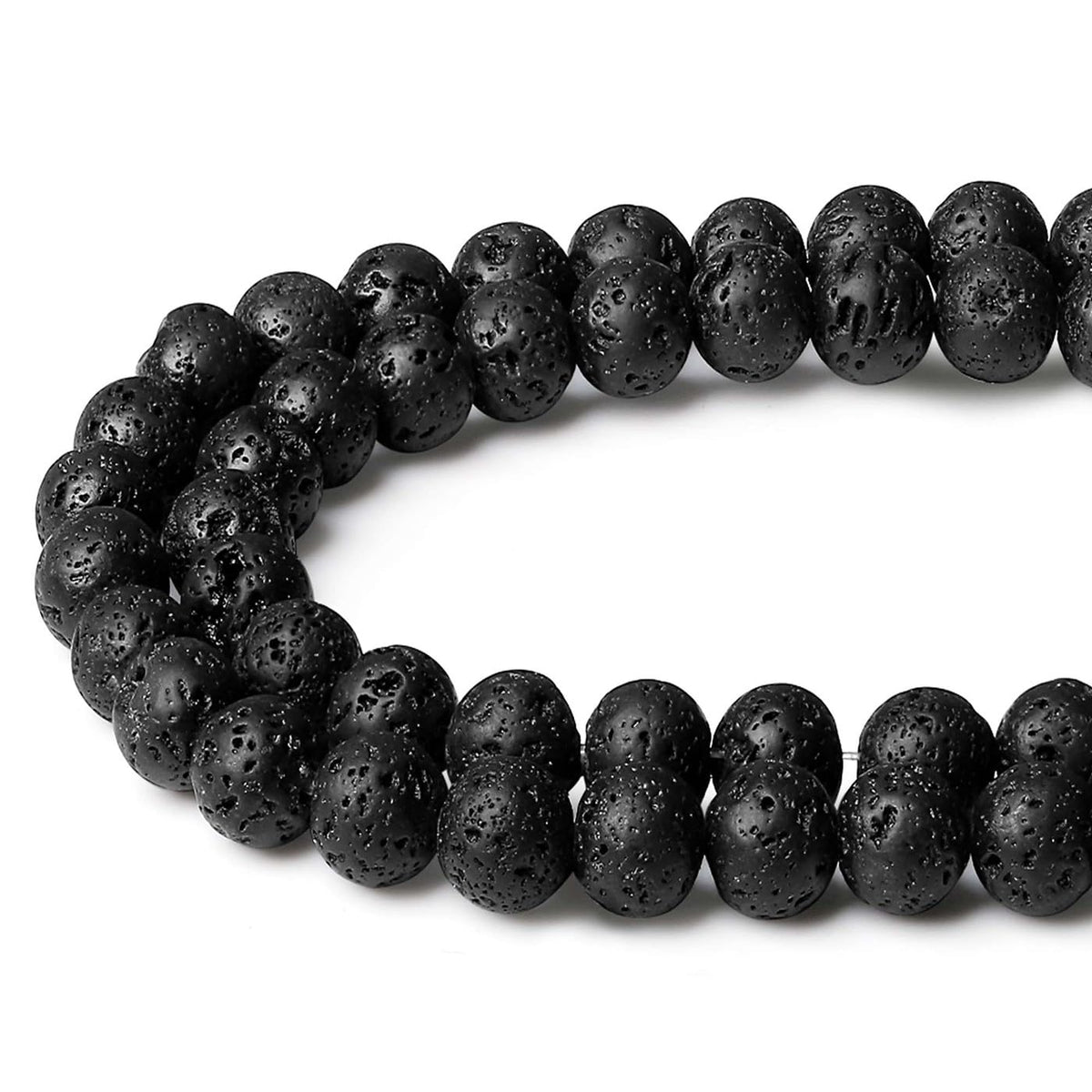 LAIDANLA Black Lava Beads 8mm Natural Stone Beads Round Loose Gemstone Stone Beads for DIY Bracelet Necklace Earrings Jewelry Making Polishing Genuine Real Beading Crystal 96PCS 2 Strand 32"