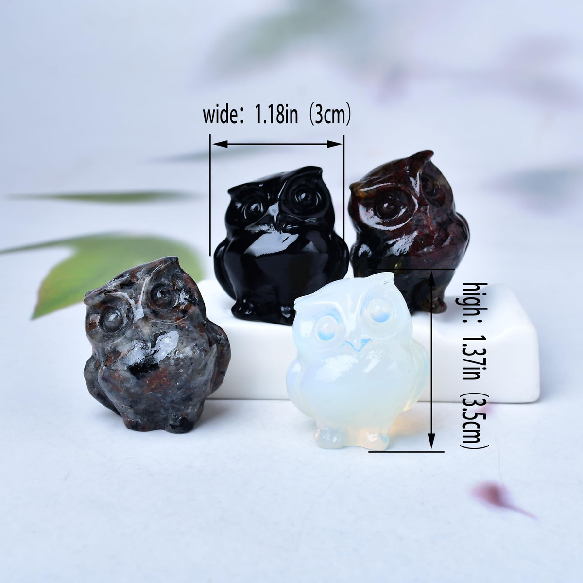 WUYOUSHI Opal Owl Decor Healing Crystal Statue Polished Gemstone Spiritual Decor for Home & Office Desk Energy Stone Gift for Women, Men (Meditation, Reiki)